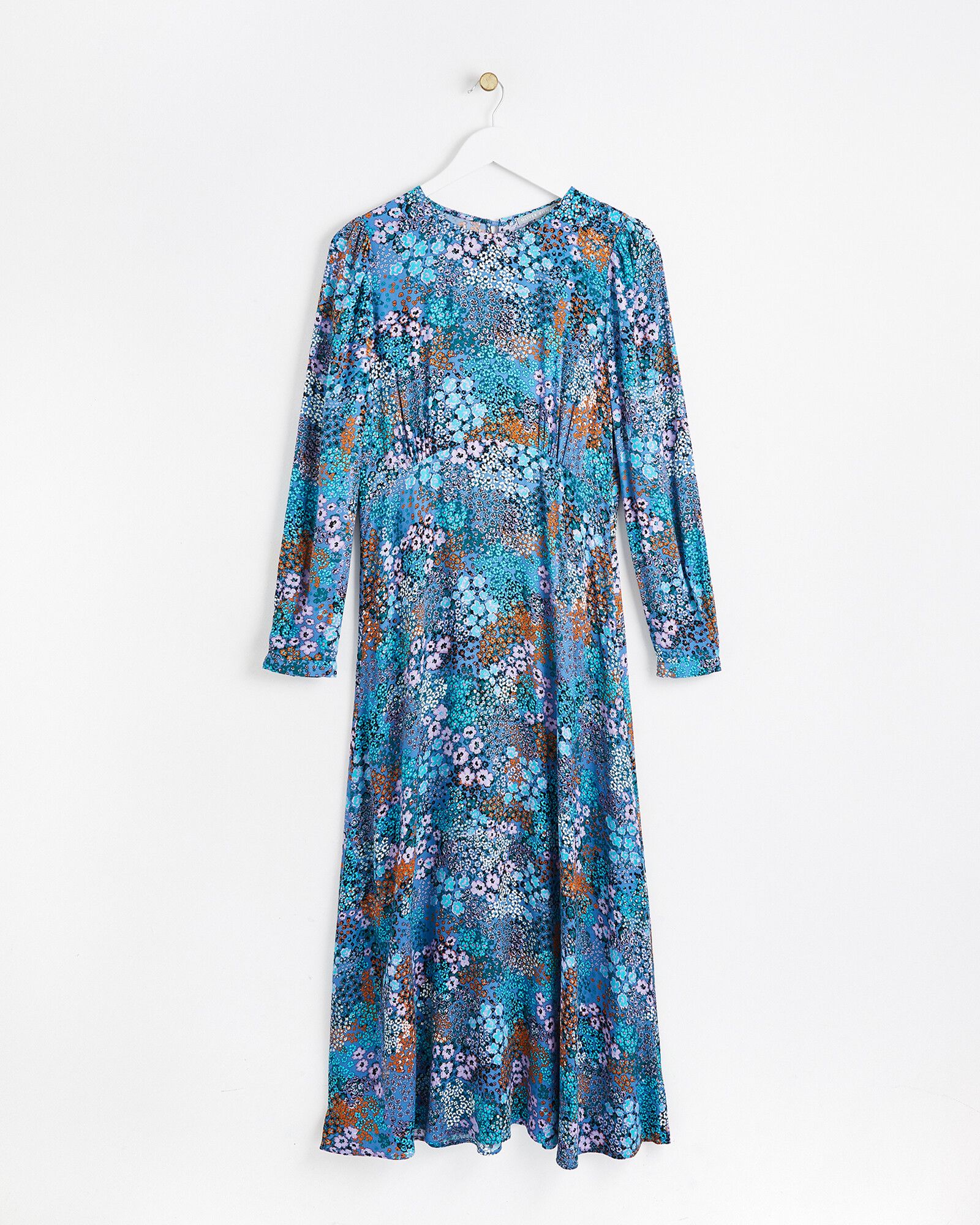 Dispersed Ditsy Floral Blue Midi Dress | Oliver Bonas