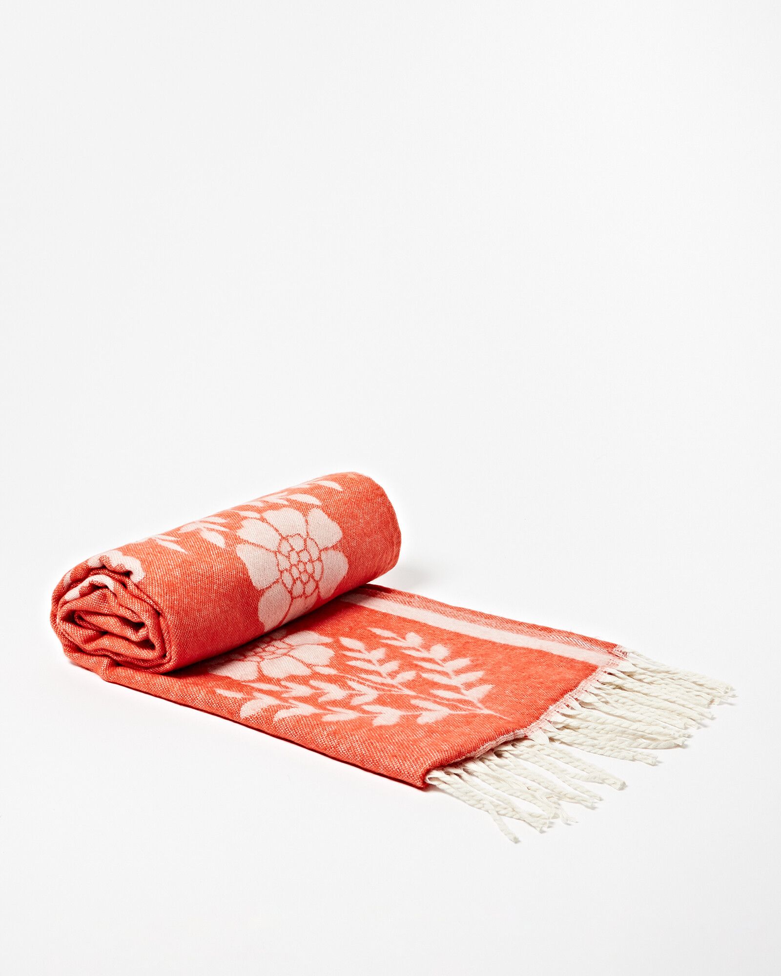 Cecilia Floral Red Jacquard Throw Oliver Bonas