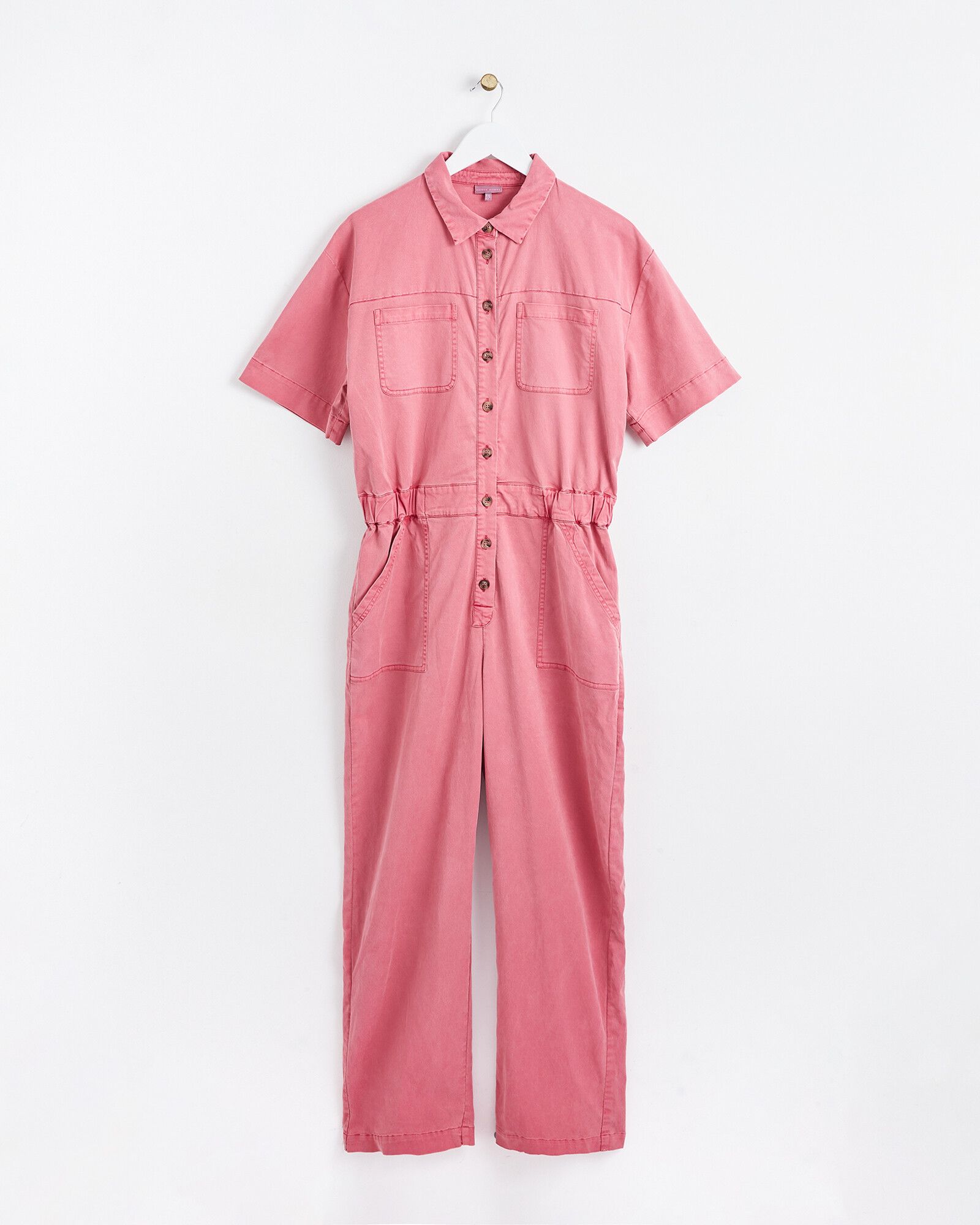 Utility Washed Short Sleeve Pink Jumpsuit | Oliver Bonas IE