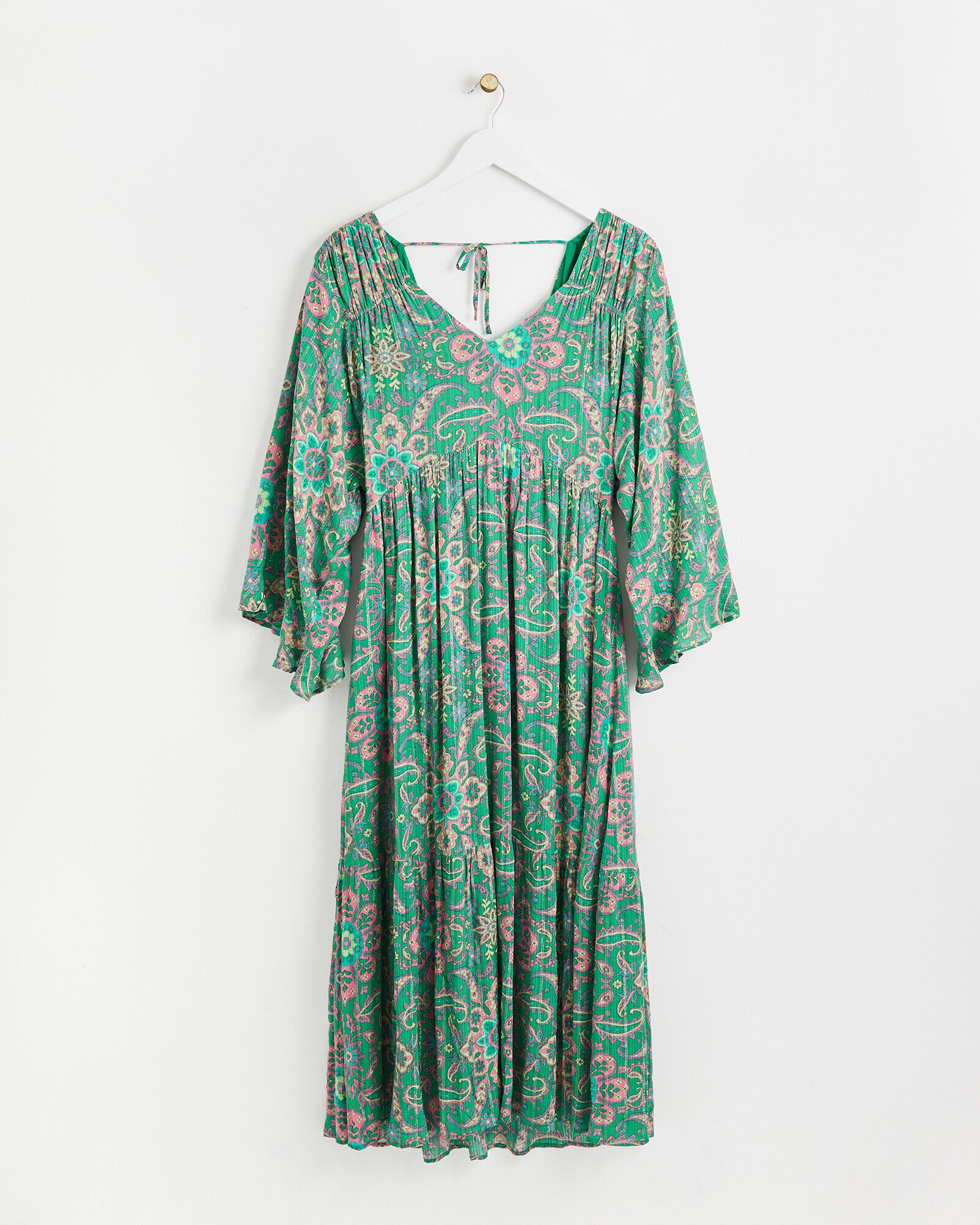 Artisan Paisley Print Green Midi Dress Oliver Bonas