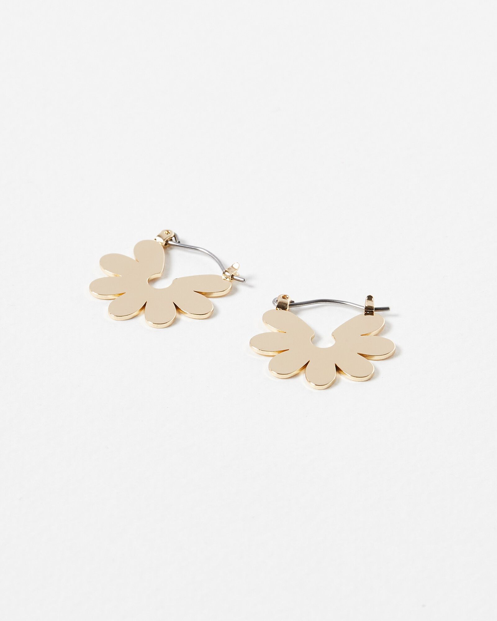 Indra Flower Gold Hoop Earrings Large | Oliver Bonas