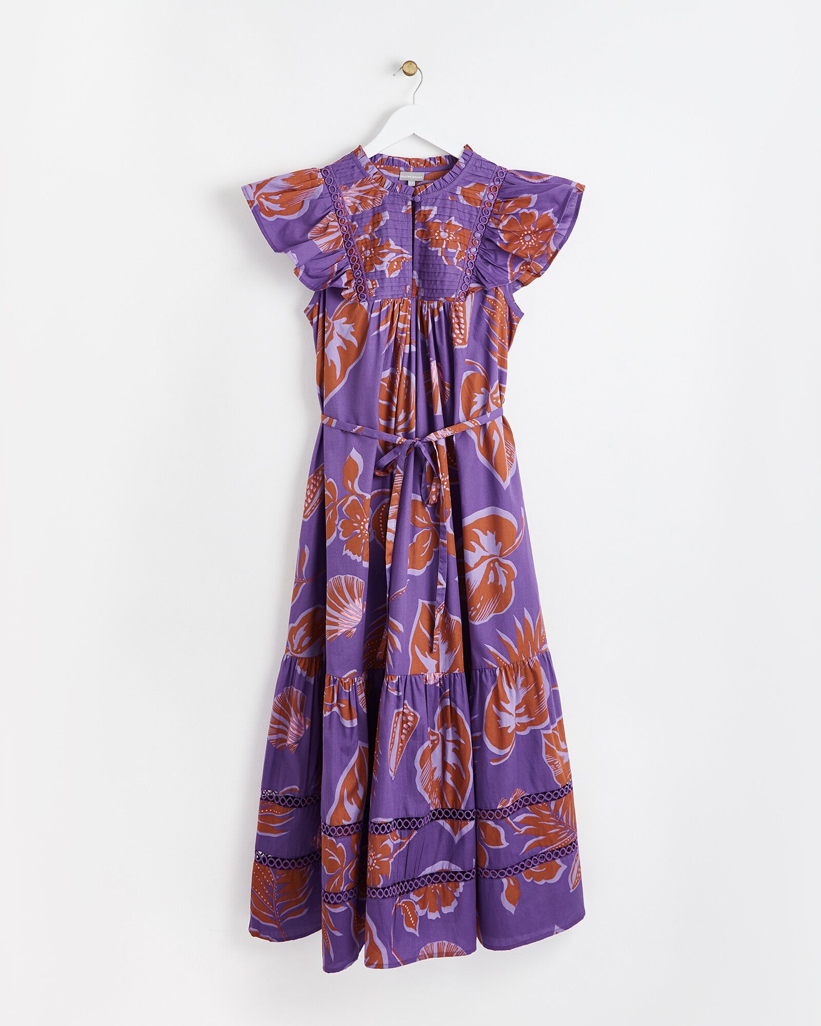 OLIVER BONAS Floral Satin Slip Dress in Purple