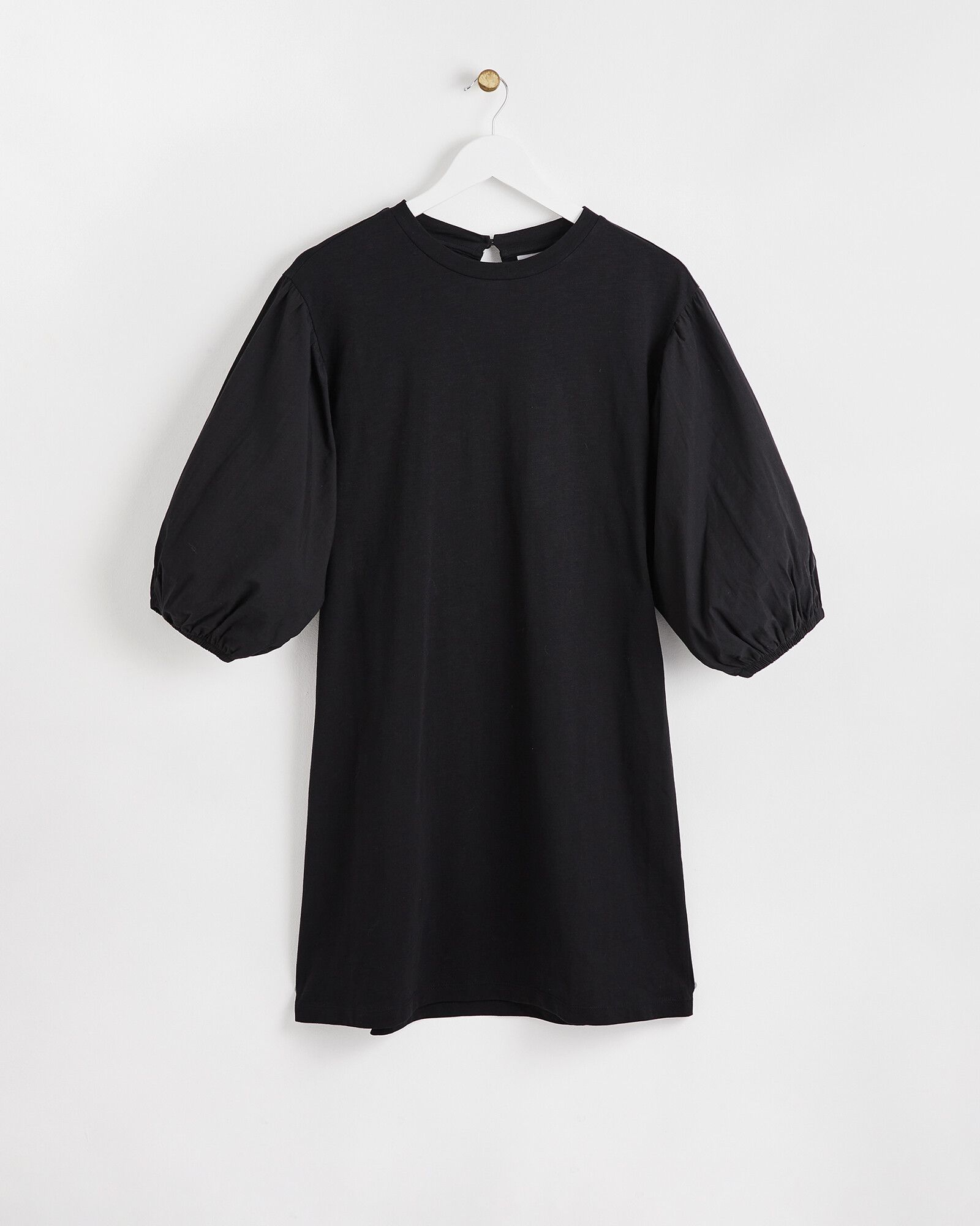 Black Balloon Sleeve Mini Dress | Oliver Bonas