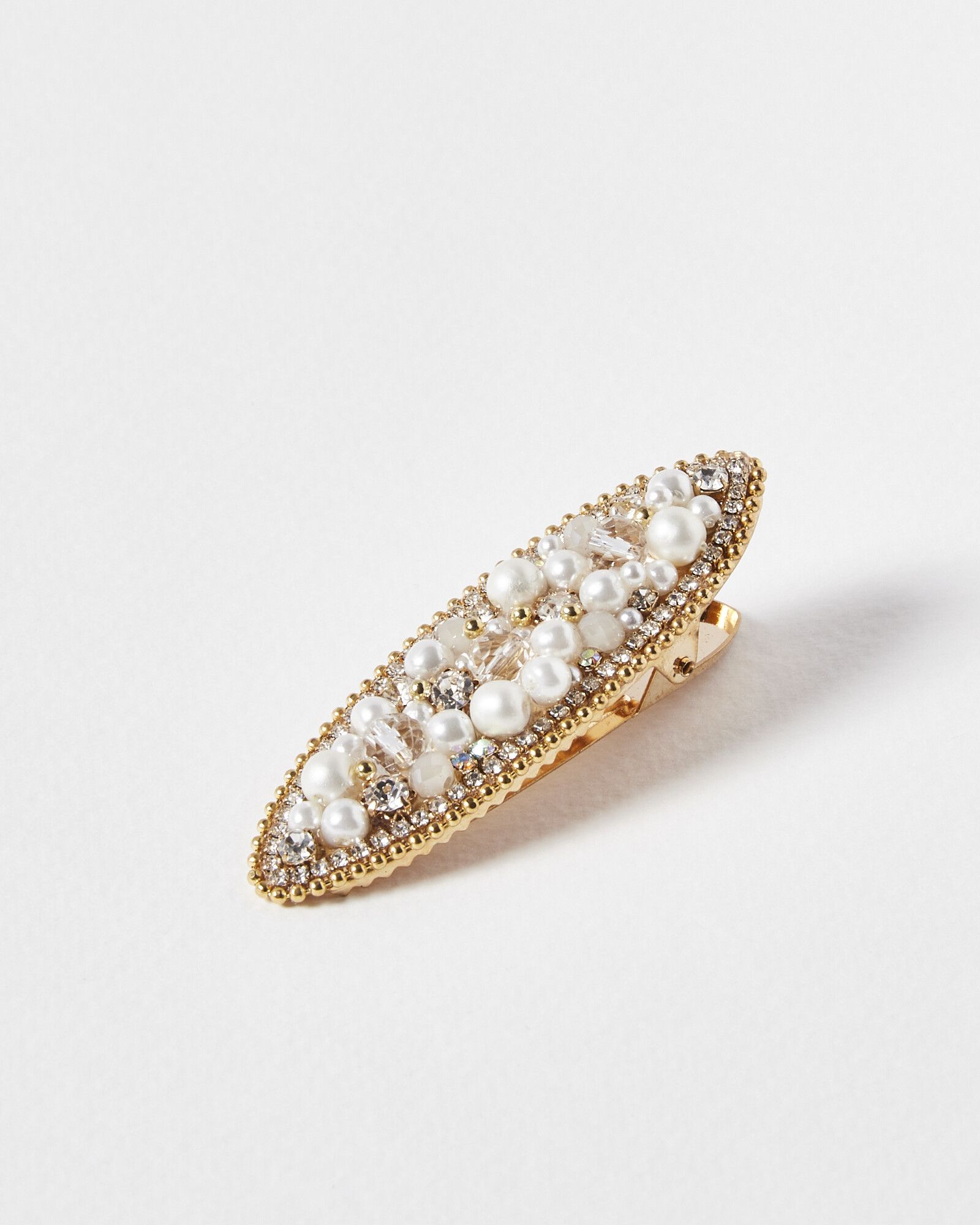 Clara Faux Pearl & Bead Oval Hair Clip | Oliver Bonas