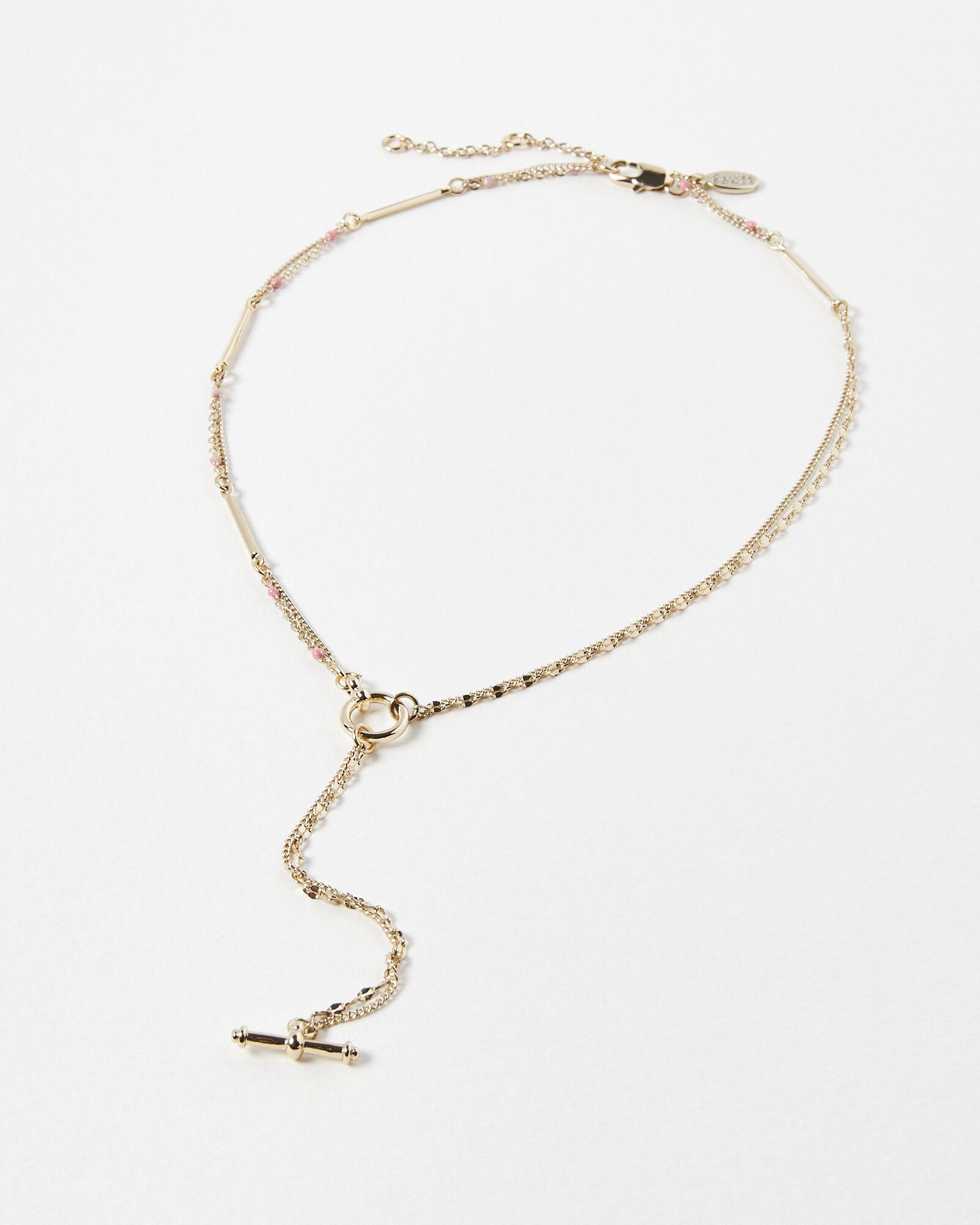 Alyssa Double Row Fine Chain Y Pendant Long Necklace | Oliver Bonas