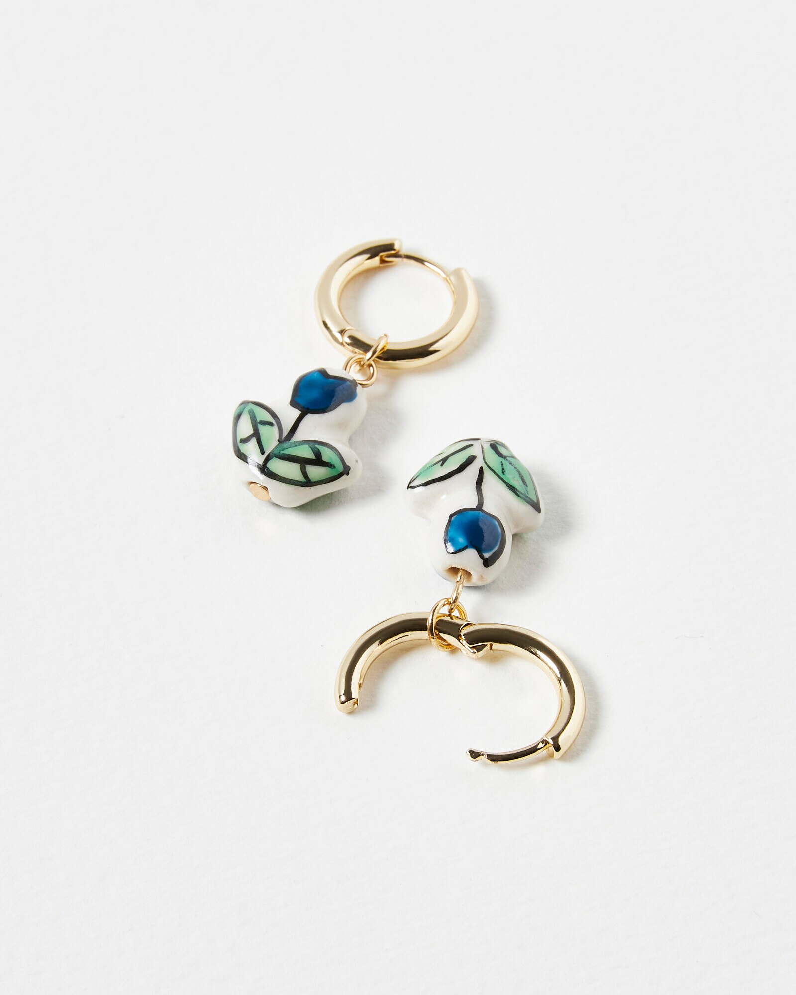 Bryony Ceramic Flower Hoop Drop Earrings Oliver Bonas