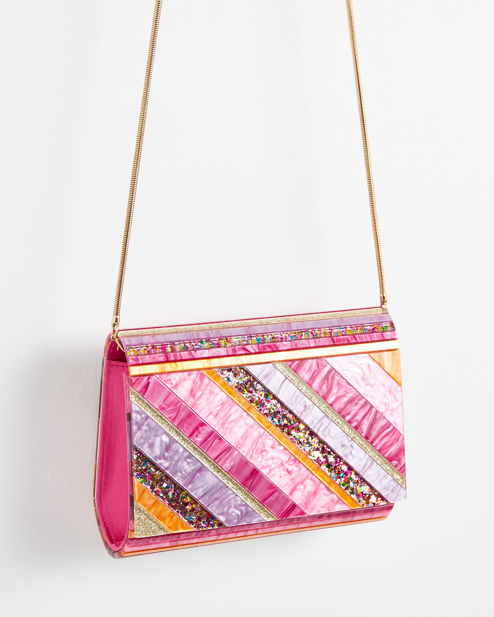 Pink and Orange Resin offers Clutch or Crossbody Purse