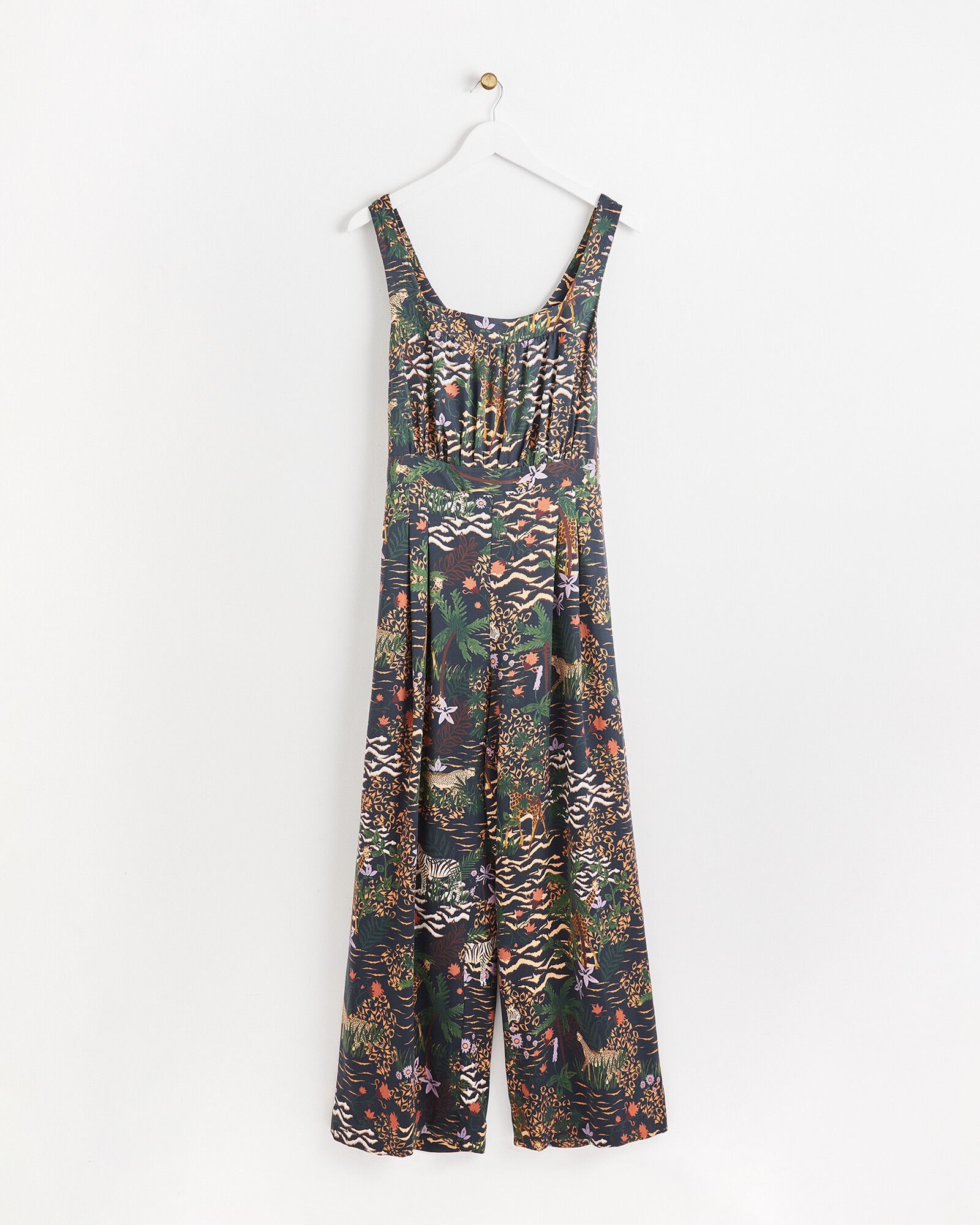 Safari Print Black Tie Back Jumpsuit | Oliver Bonas