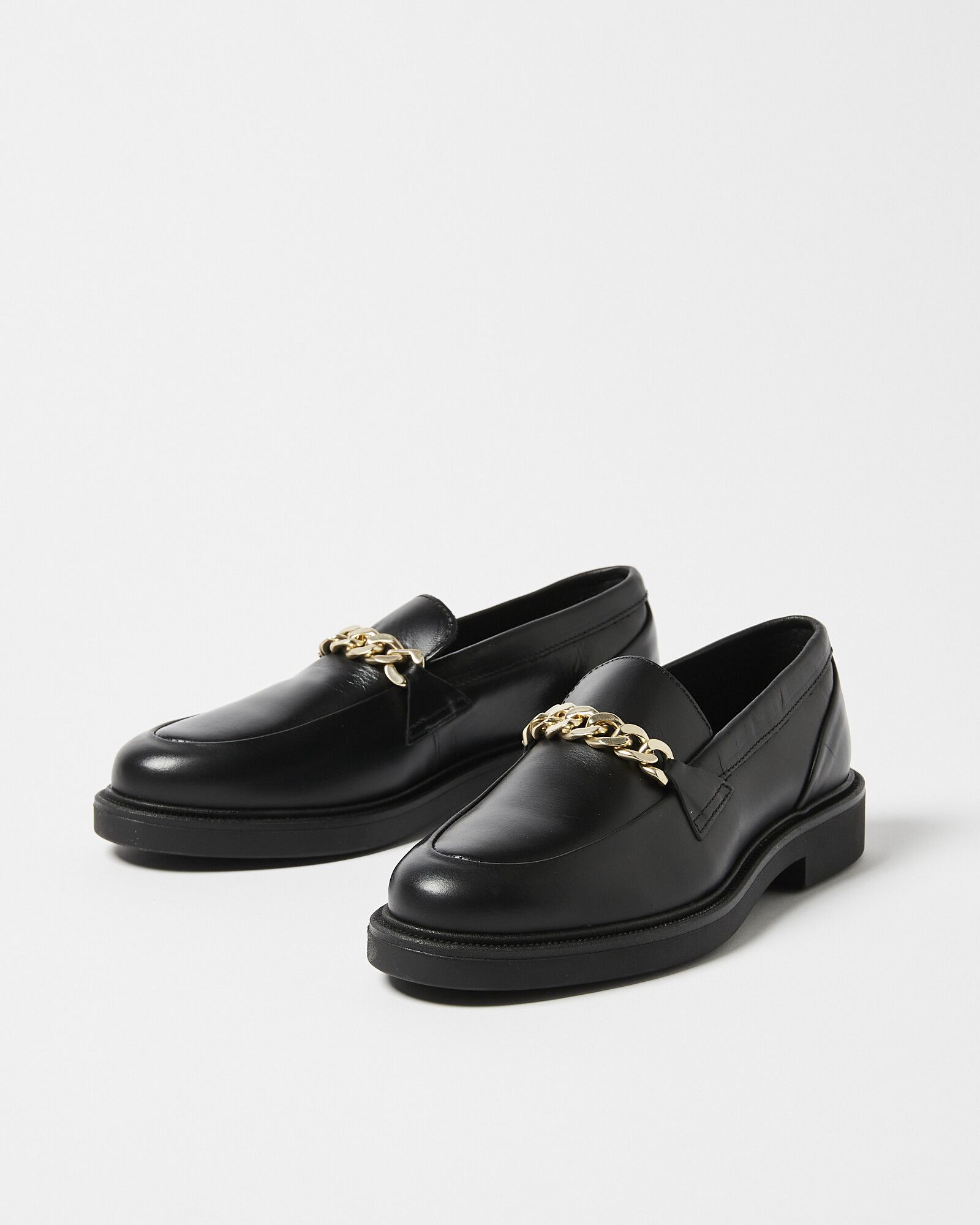 Shoe The Bear Black Leather Chain Loafers | Oliver Bonas