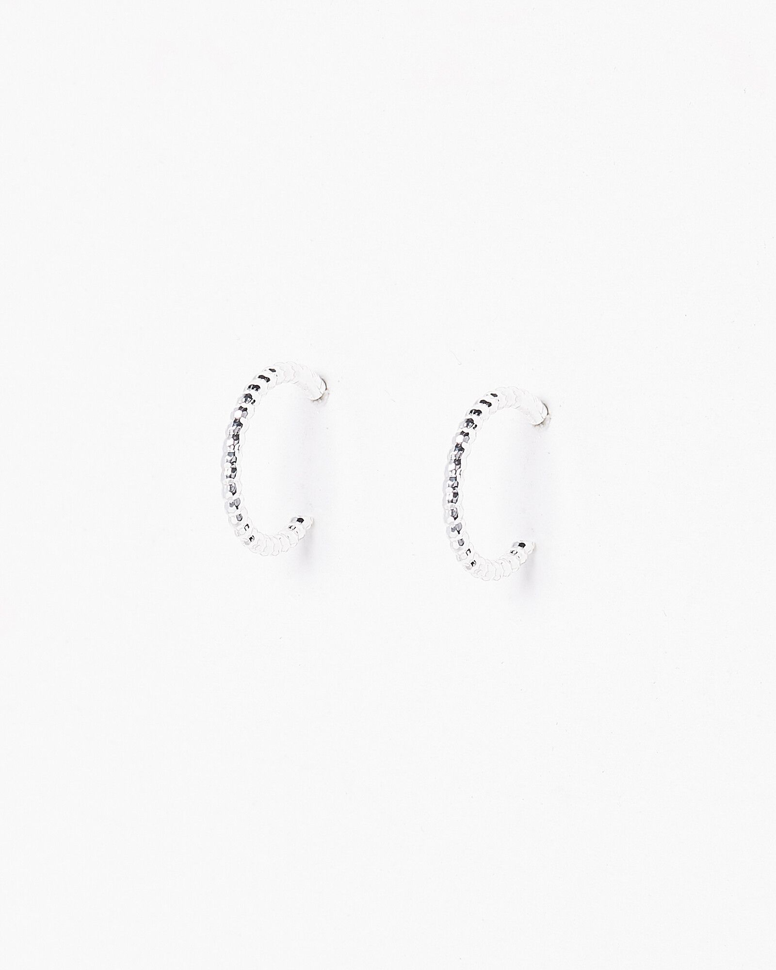 Nia Silver Nugget Beaded Hoop Earrings Mini | Oliver Bonas