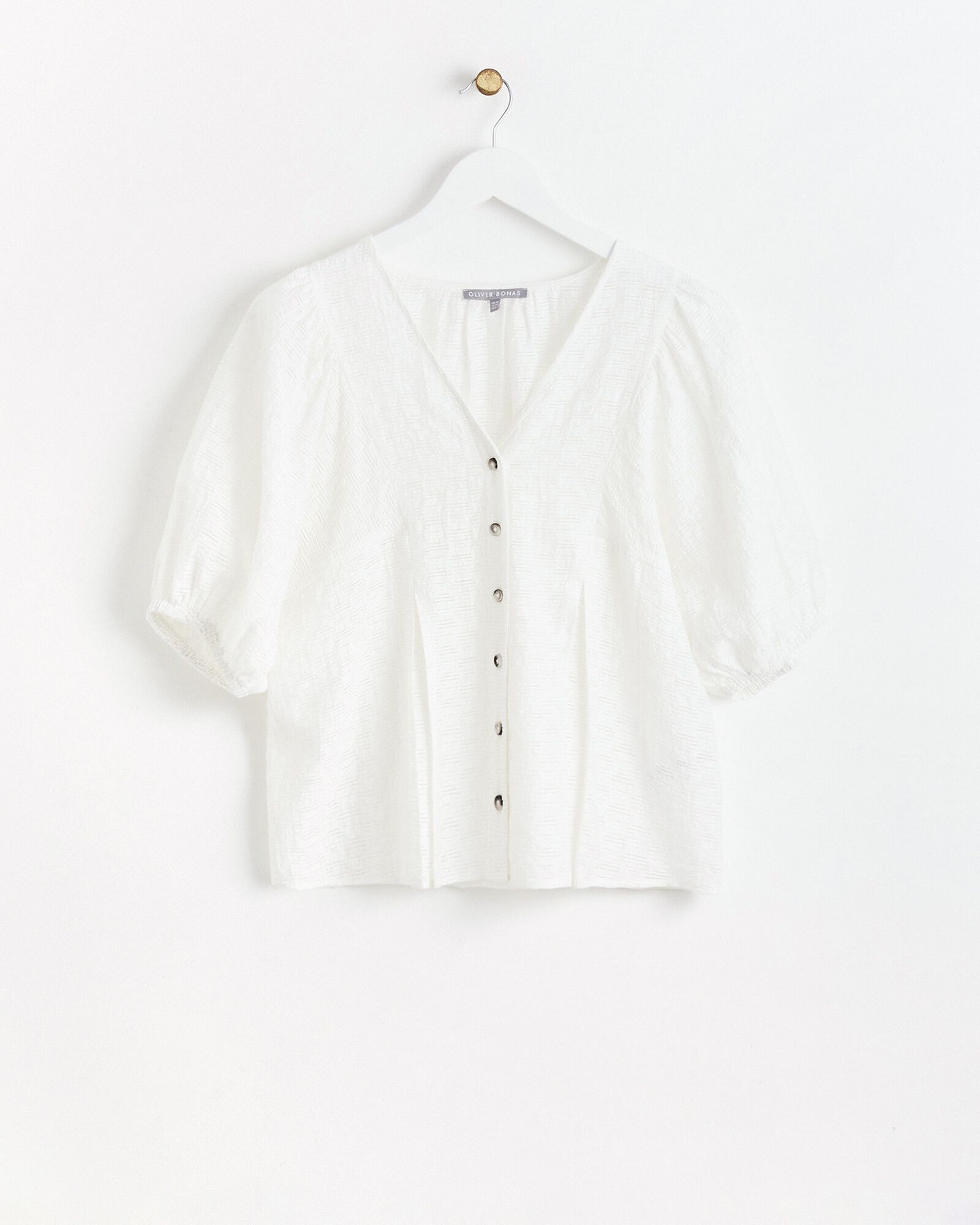 Puff Sleeve Textured White Blouse | Oliver Bonas