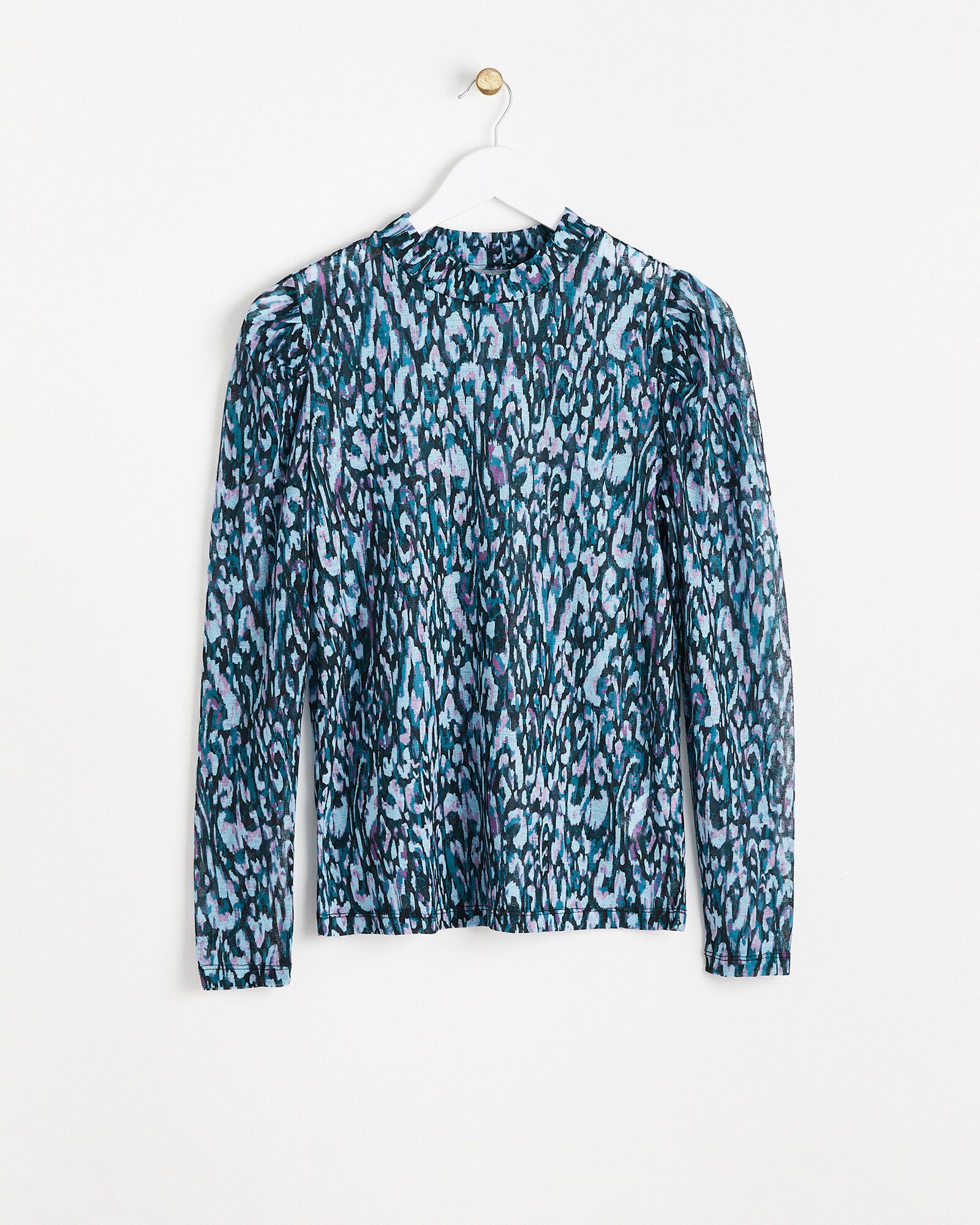 Texture Print Blue Mesh Blouse | Oliver Bonas