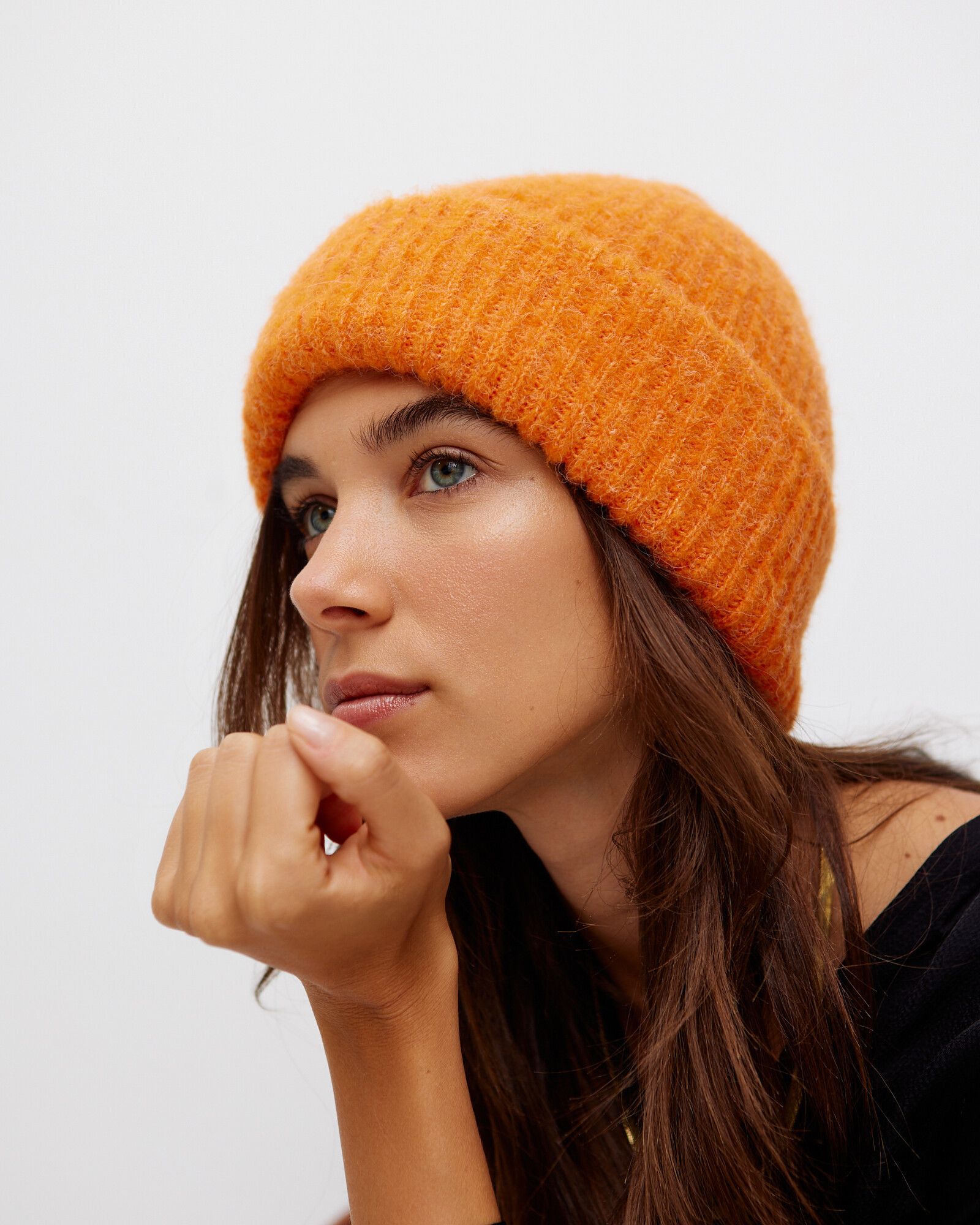 Orange Rib Knitted Beanie Hat | Oliver Bonas