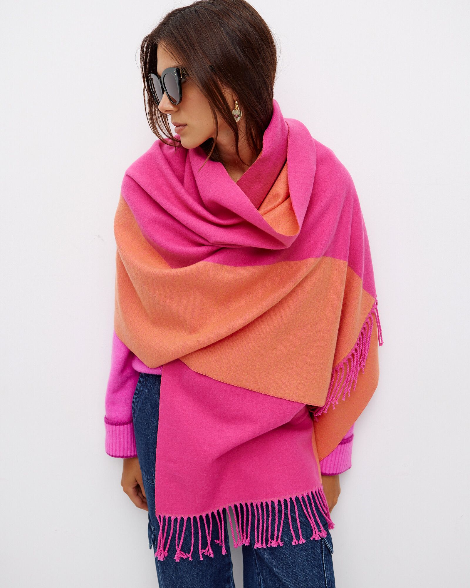 Orange Pink Midweight Blanket Scarf Oliver Bonas