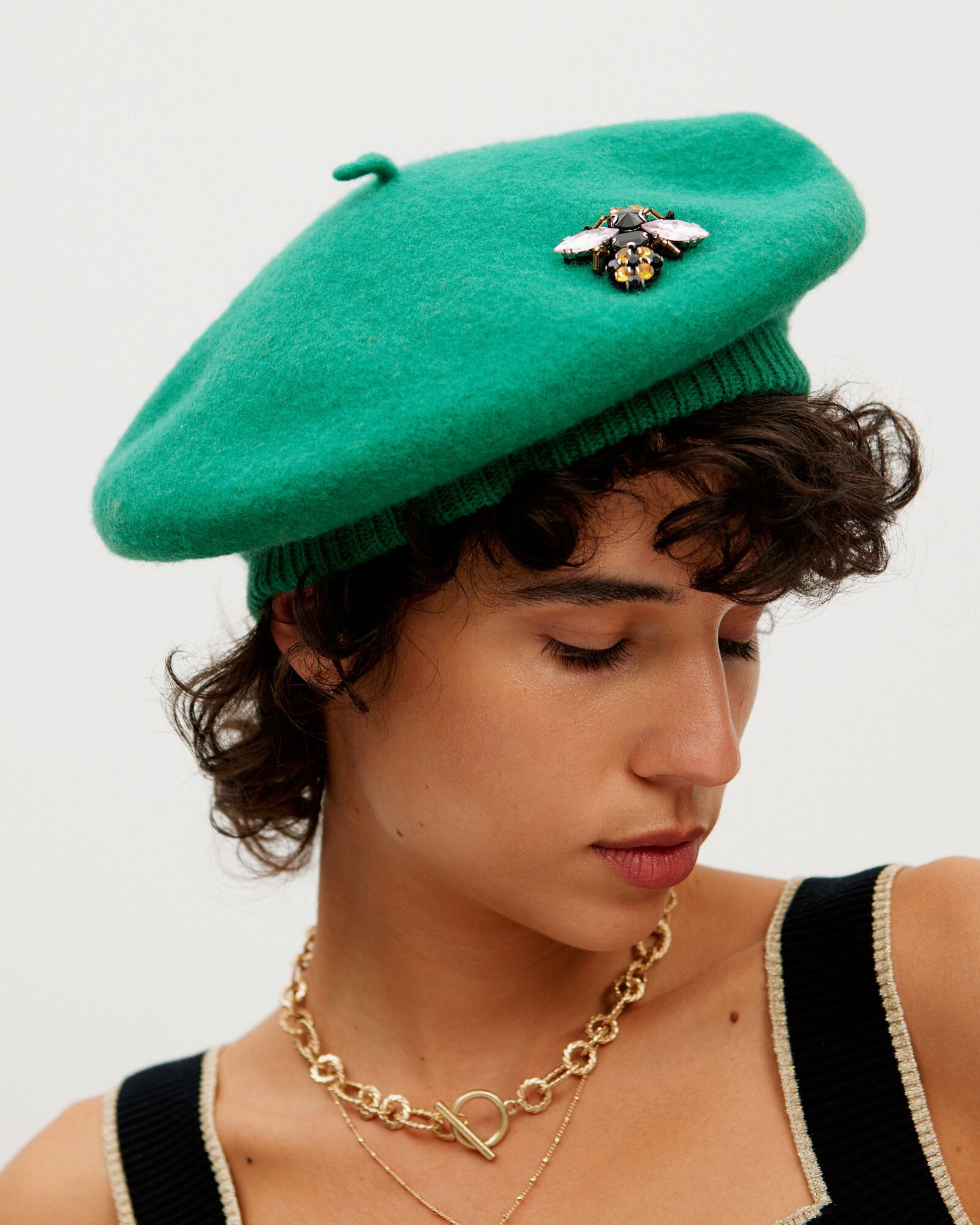 Bee Green Wool Beret Hat | Oliver Bonas