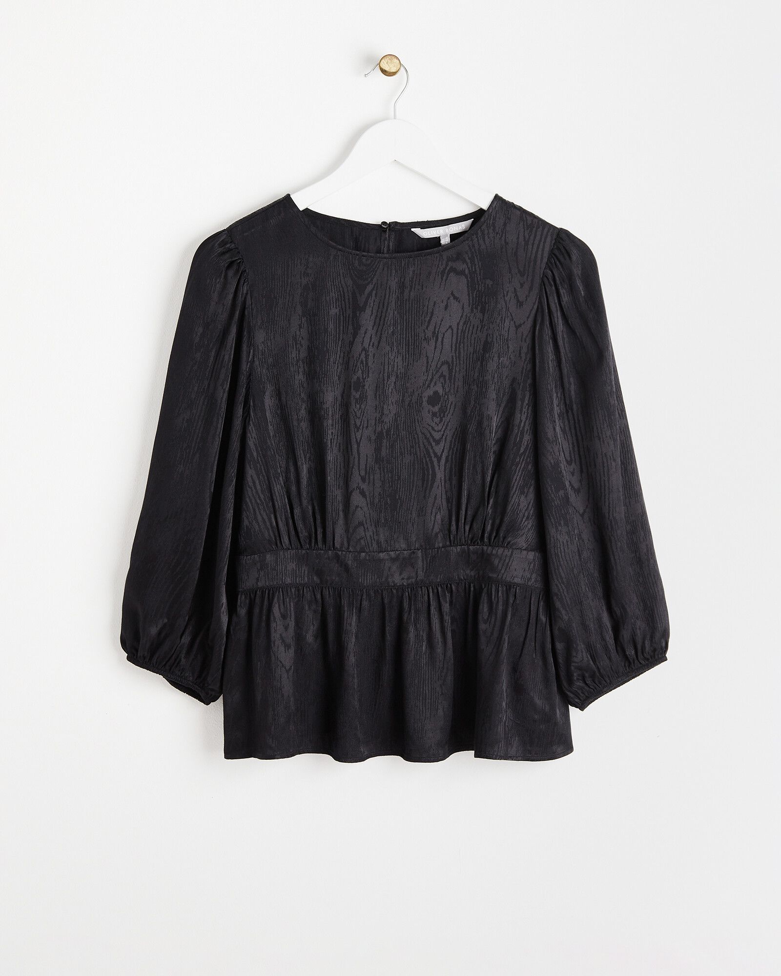 Textured Jacquard Black Blouse | Oliver Bonas