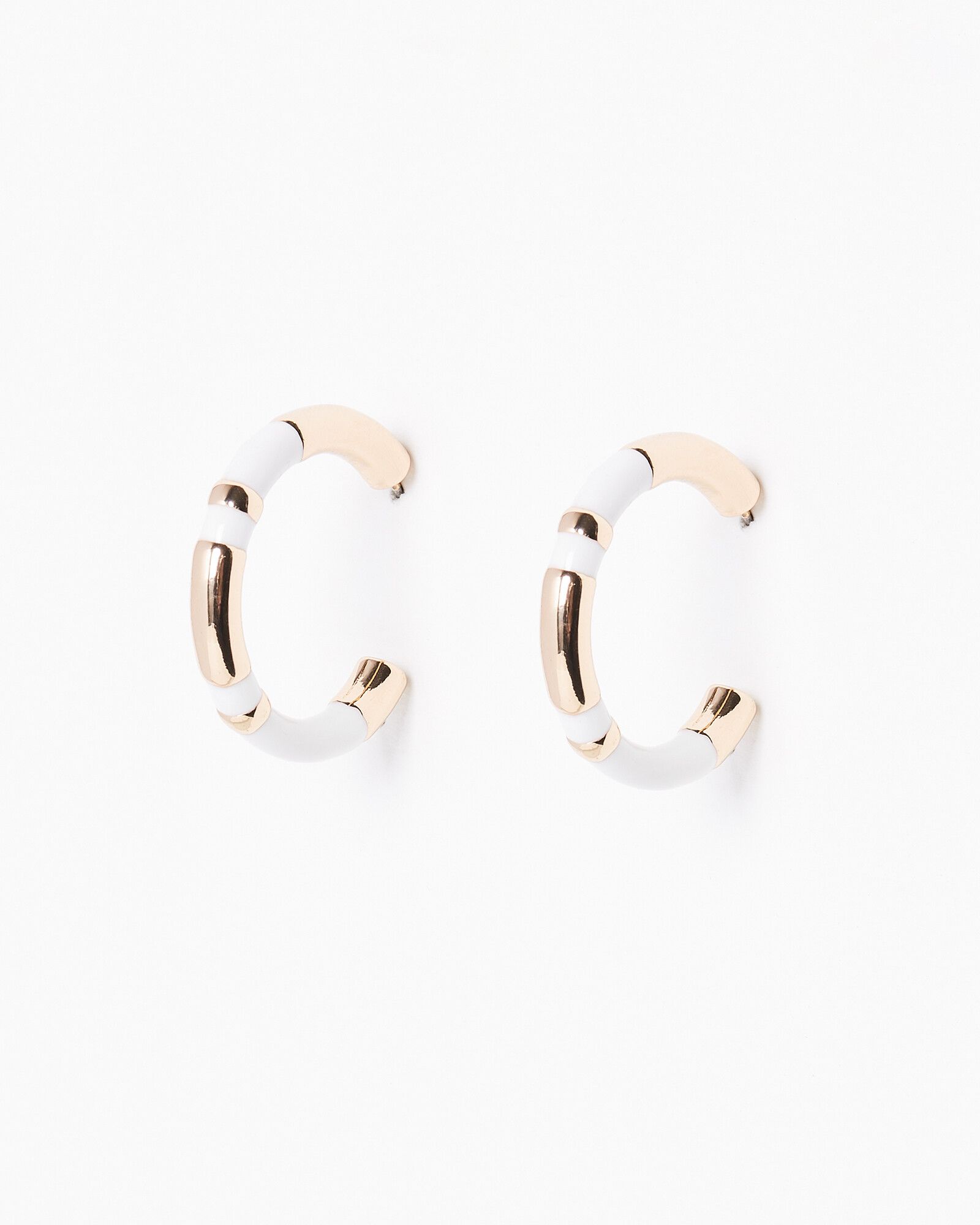 White enamel deals hoop earrings