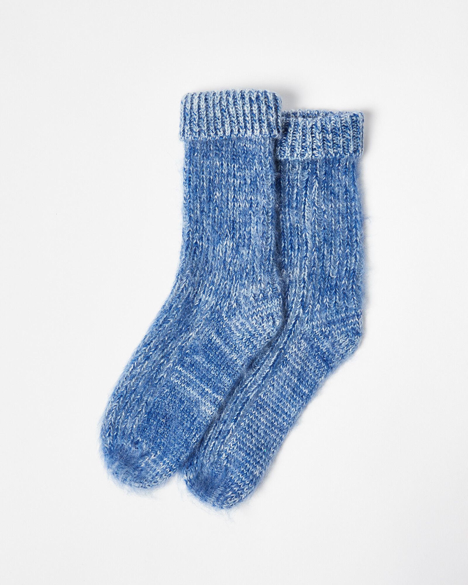 Fluffy Blue Knitted Socks | Oliver Bonas