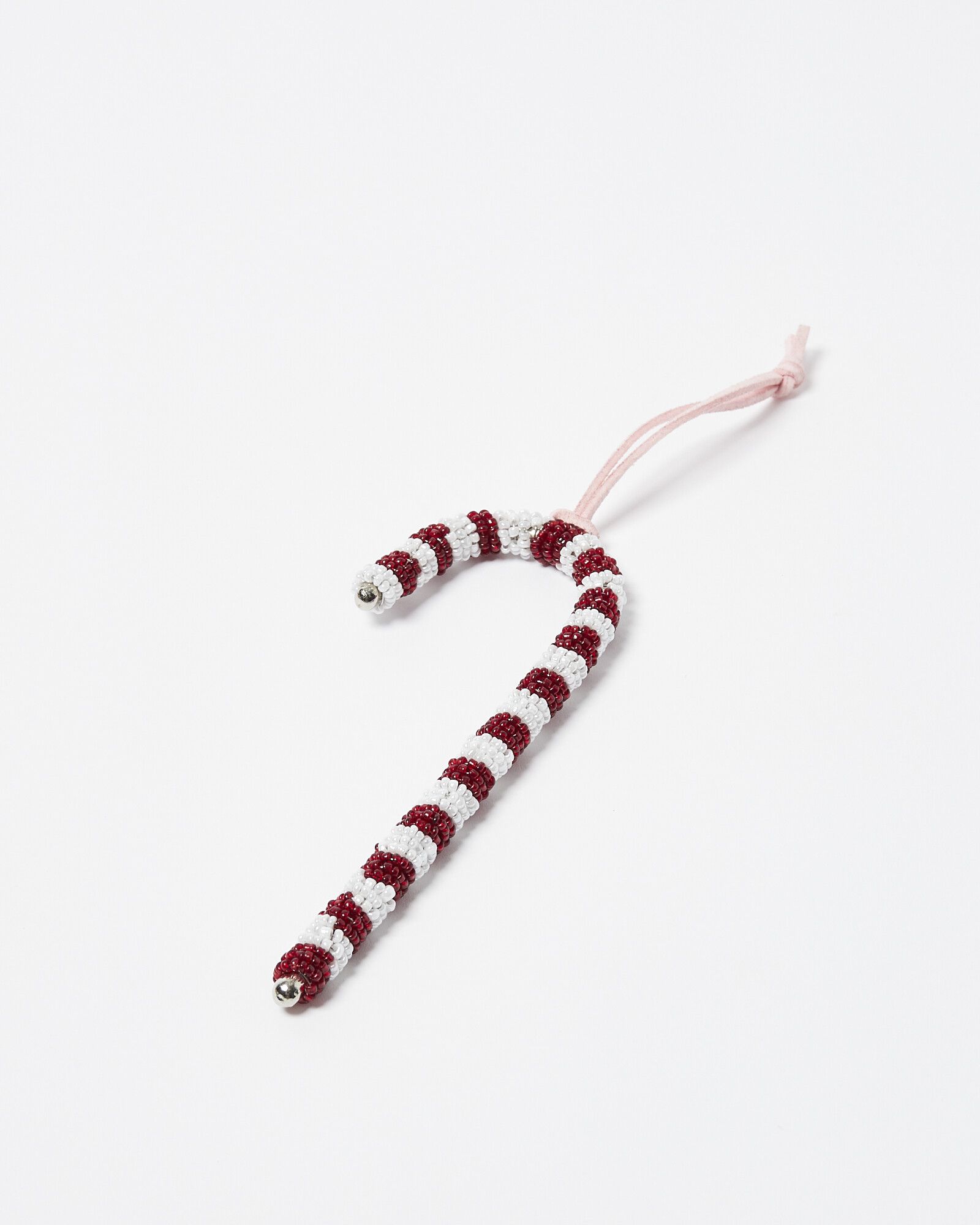 Red Beaded Candy Cane Christmas Tree Decoration 