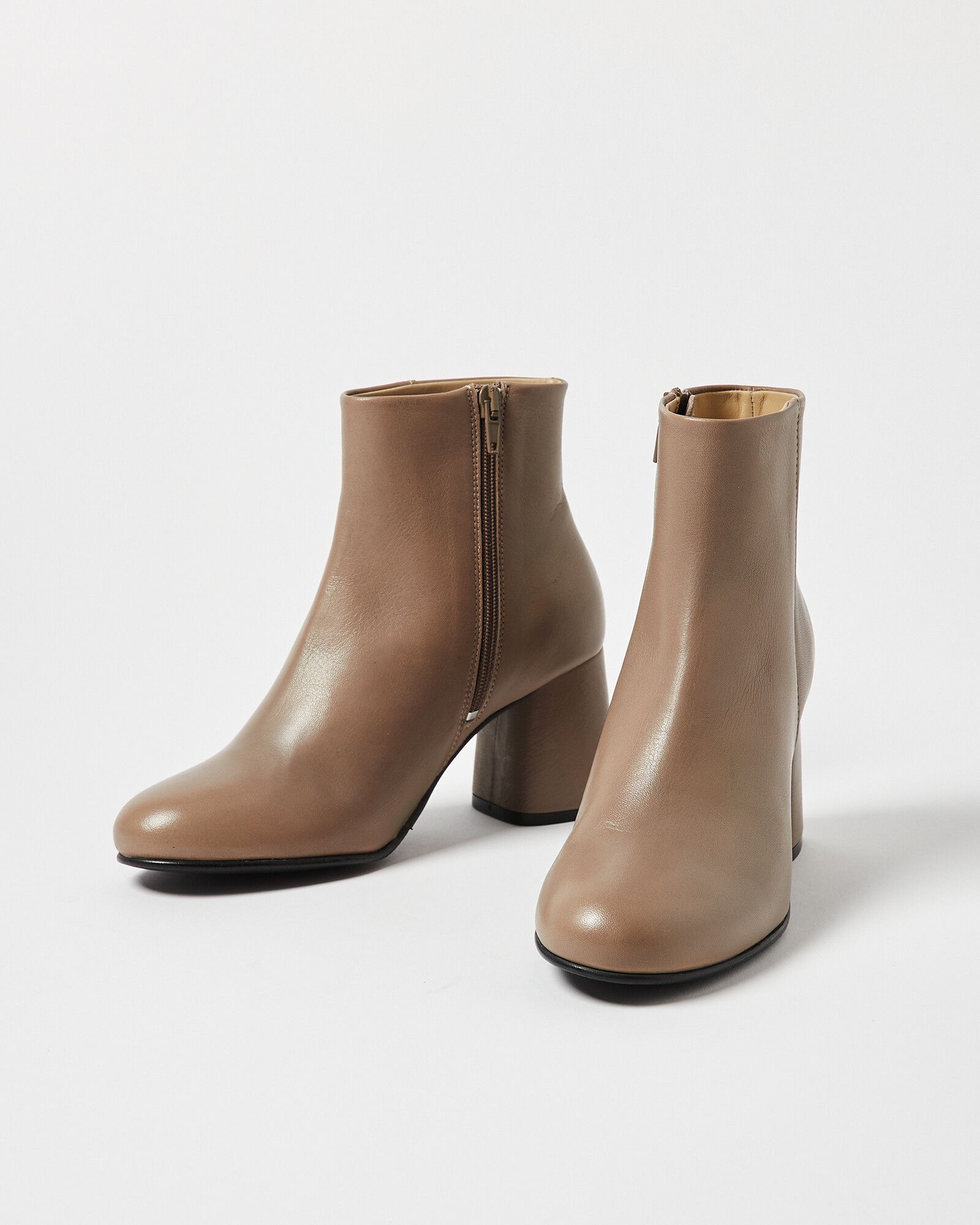 Selected Femme Alva Cream Leather Heeled Boots