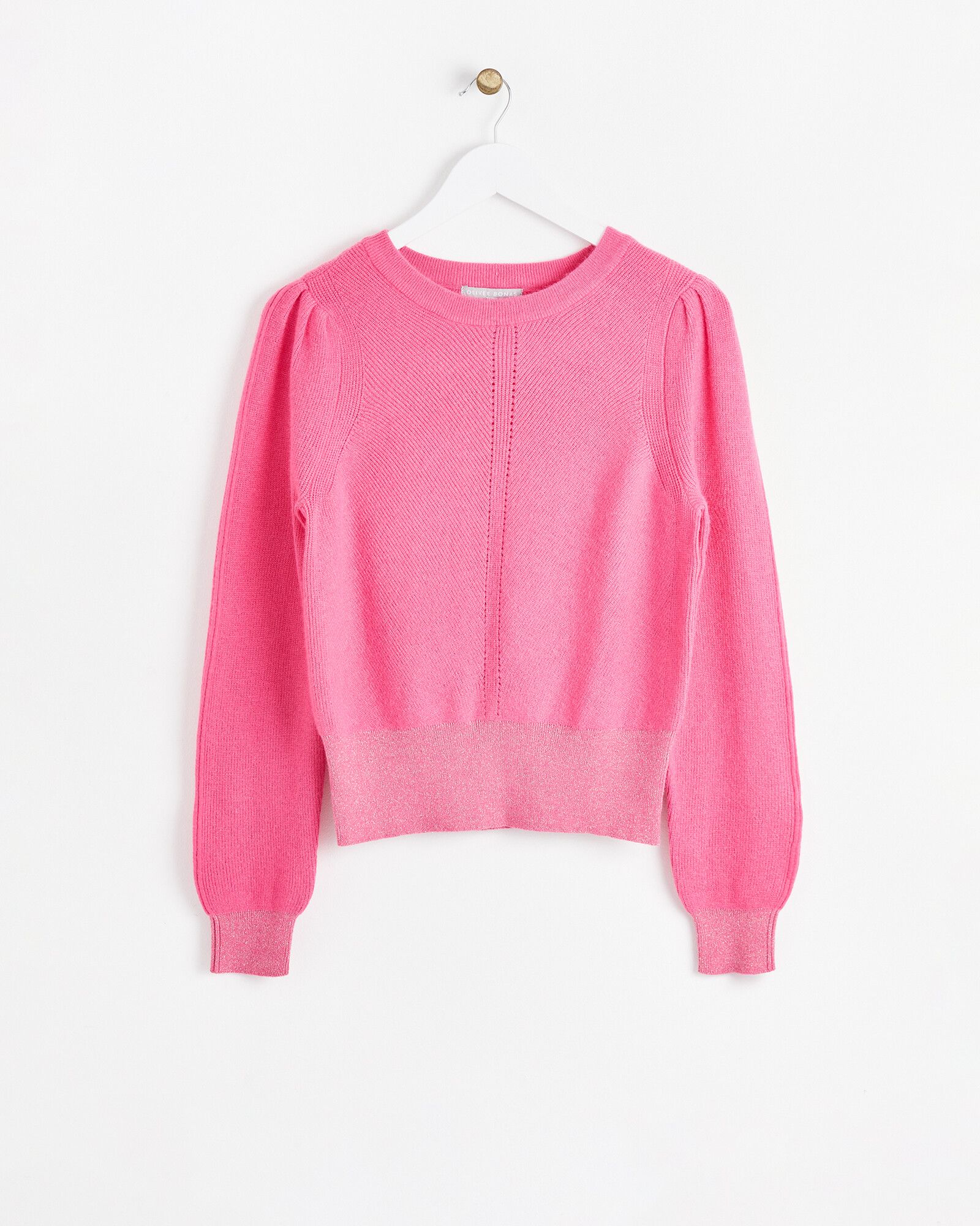 Sparkle Trim Pink Knitted Jumper | Oliver Bonas
