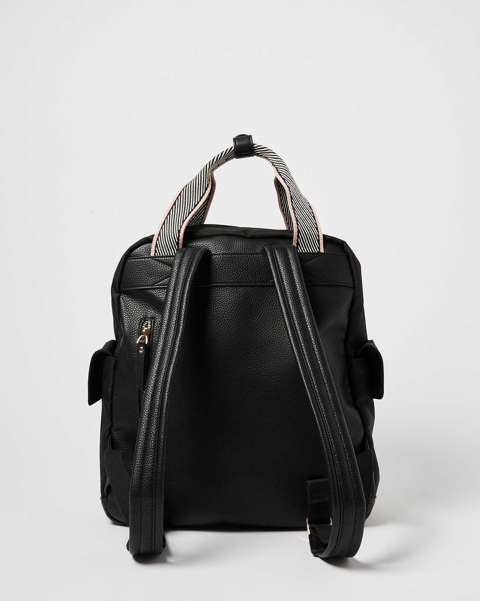 Liv Black Geometric Strap Backpack Oliver Bonas