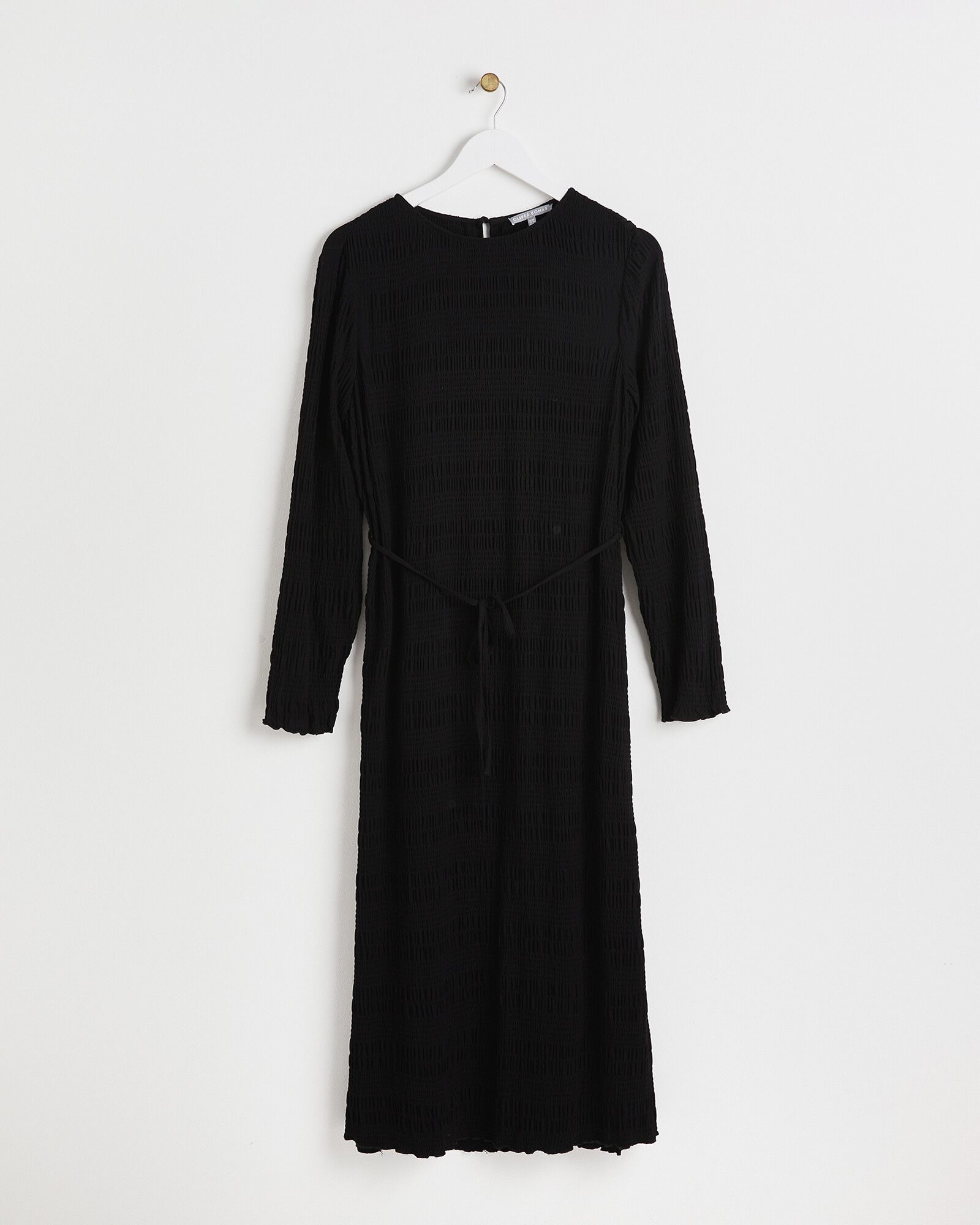 Black Striped Ruched Midi Dress | Oliver Bonas