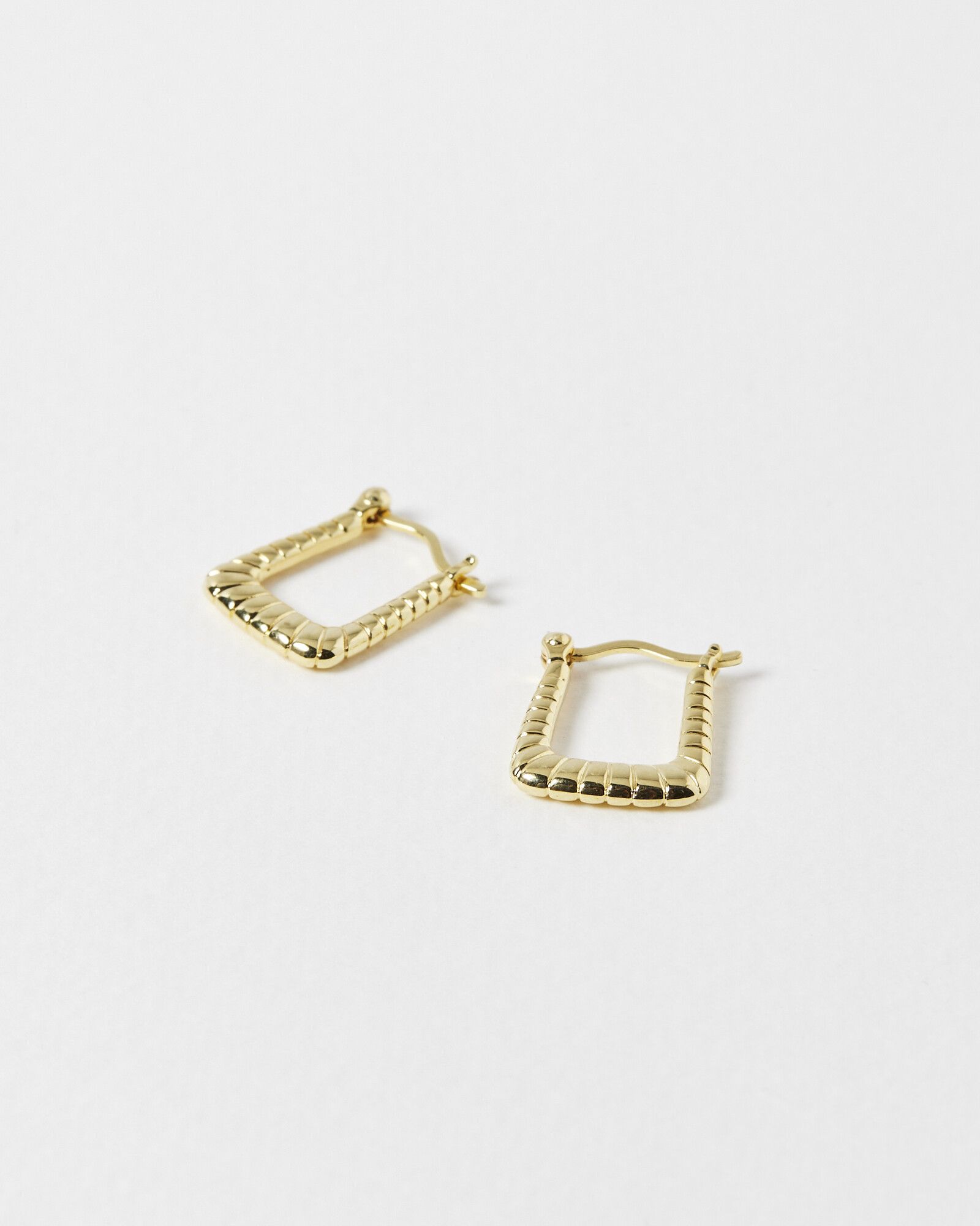 Harriet Textured Square Gold Plated Hoop Earrings | Oliver Bonas