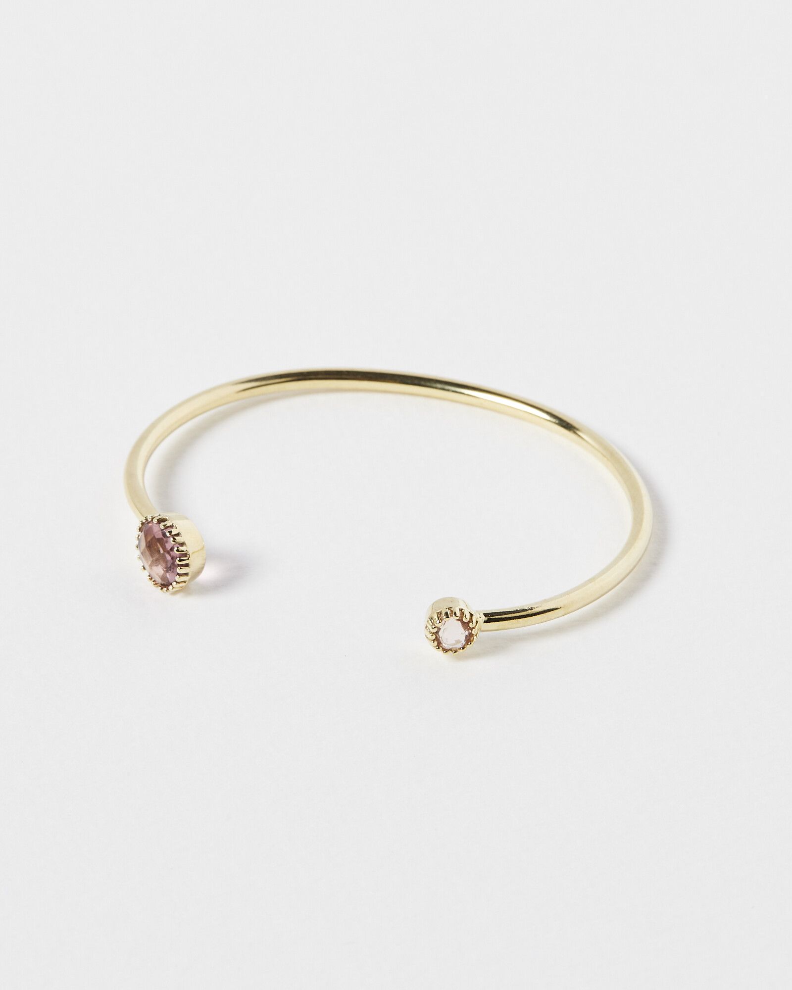 Celine Morganite & Rhodolite Gold Plated Cuff Bangle | Oliver Bonas