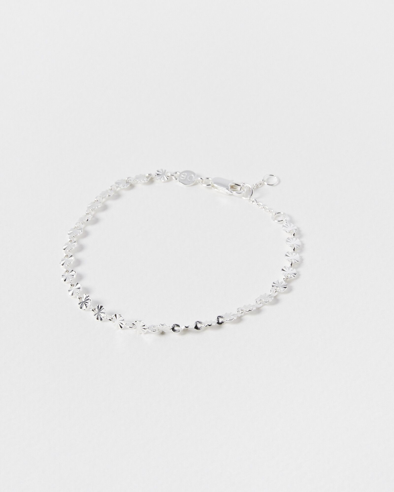 Bea Engraved Disc Silver Plated Chain Bracelet | Oliver Bonas