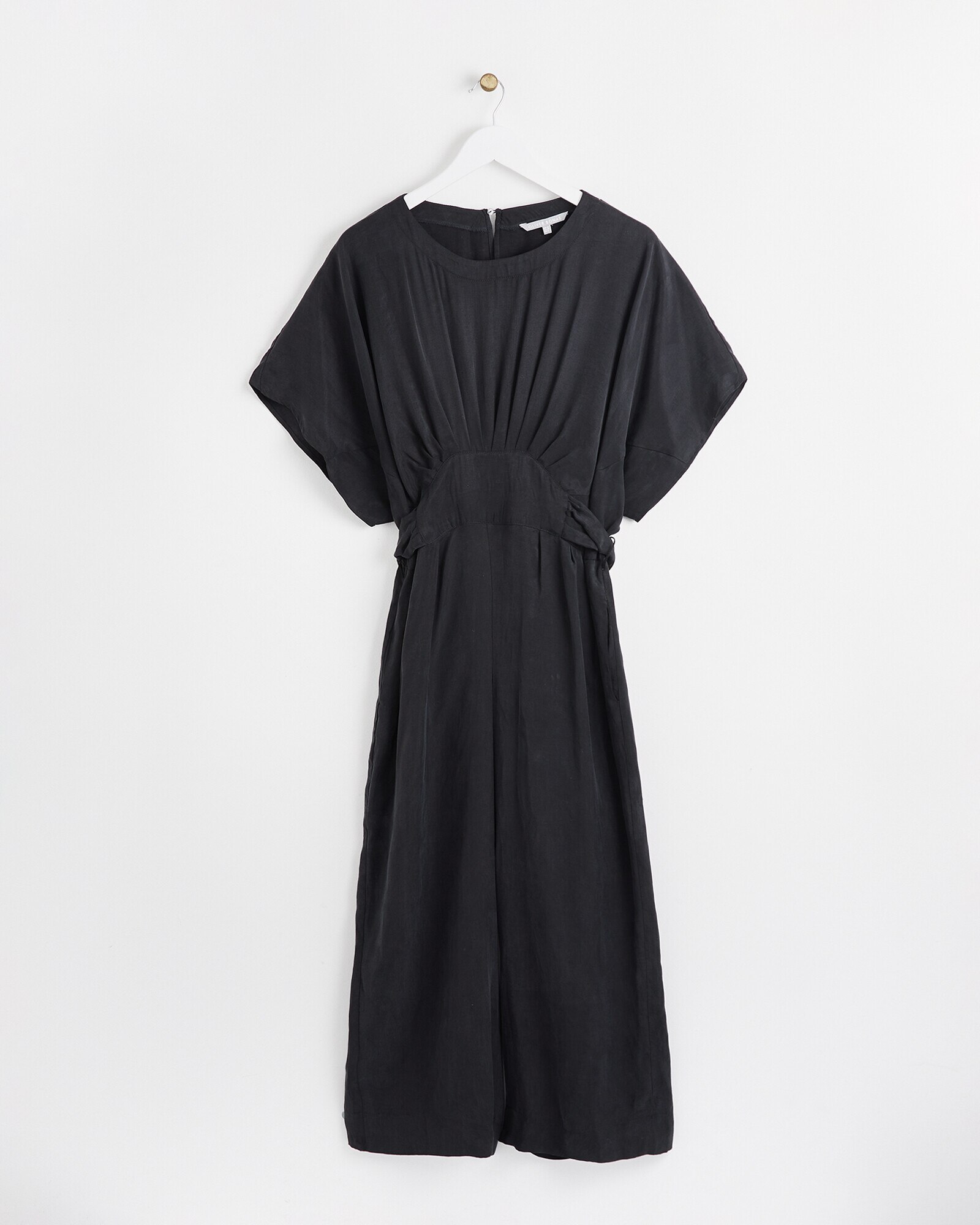 Tie Waist Pleated Black Jumpsuit Oliver Bonas