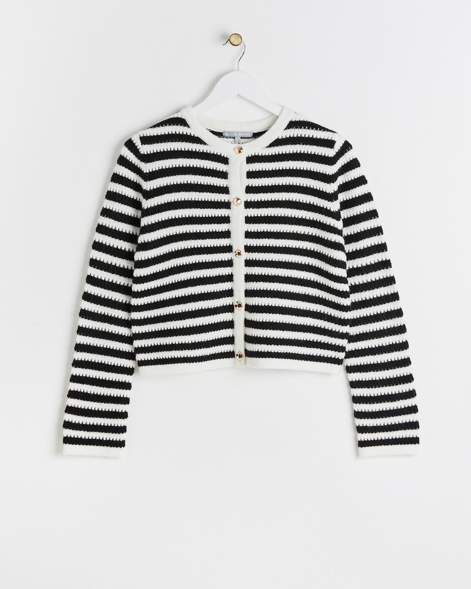 Monochrome Stripe Knitted Cardigan | Oliver Bonas