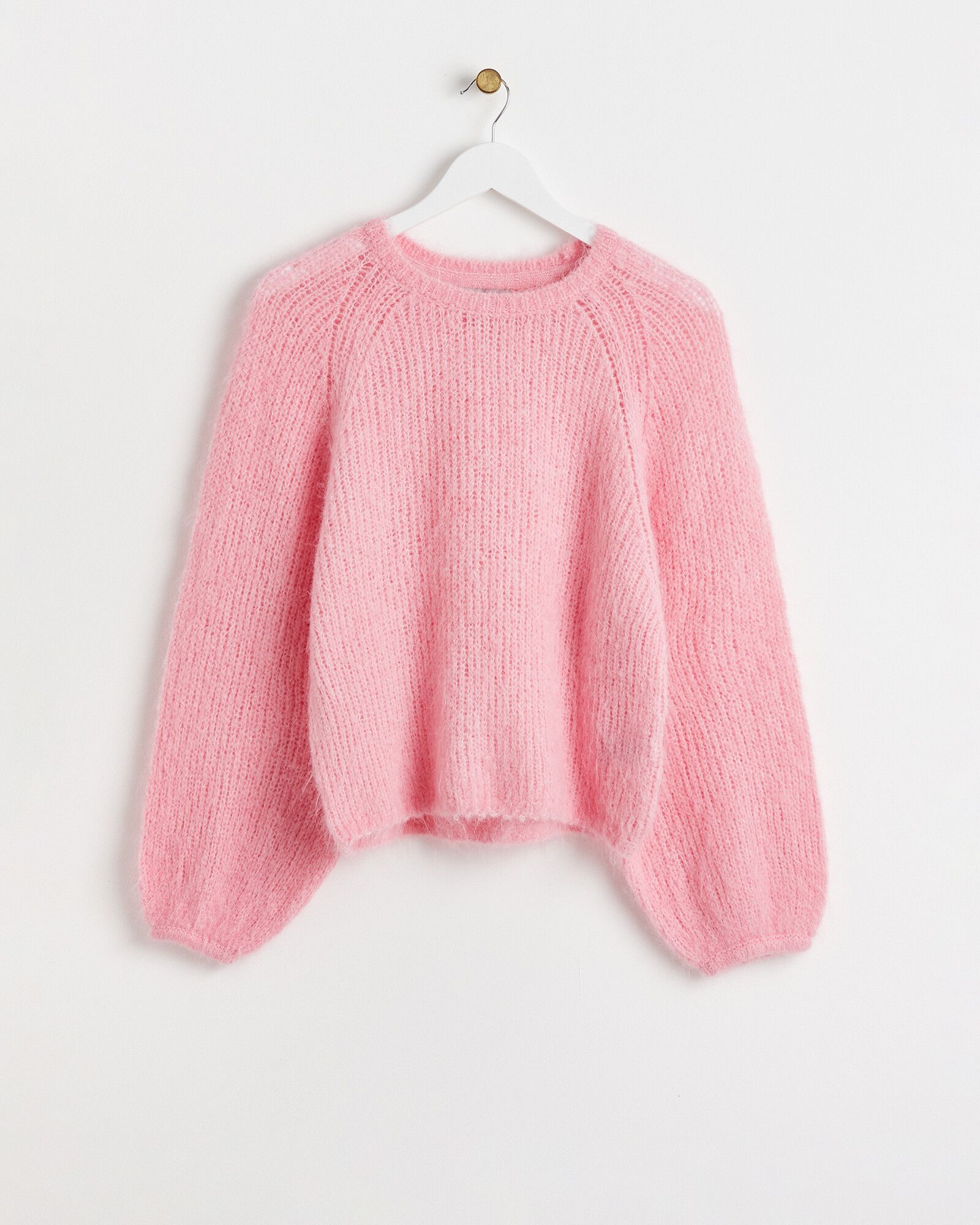 Pink Fluffy Knitted Jumper | Oliver Bonas