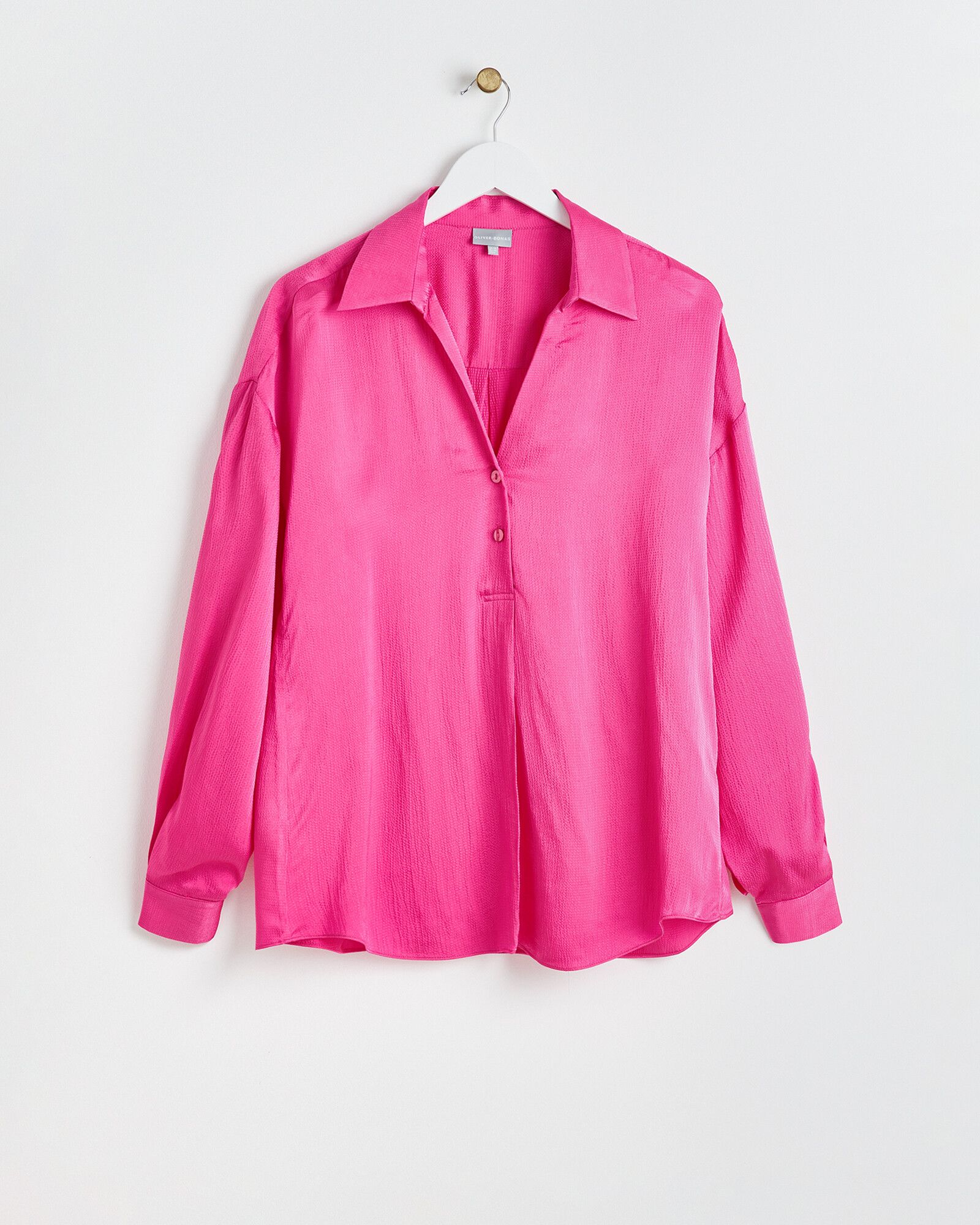 Oversized Pink Satin Shirt | Oliver Bonas