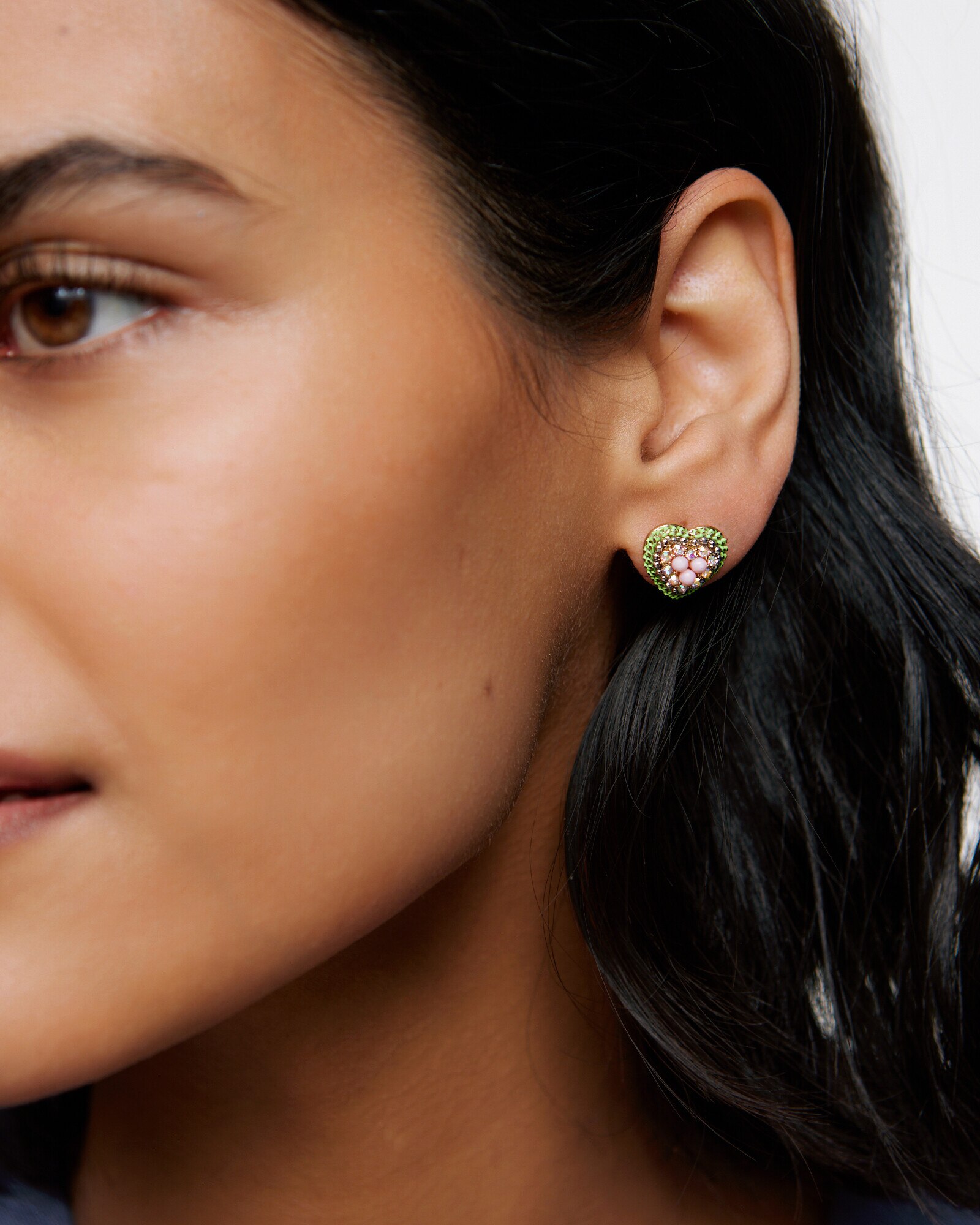 Stella Beaded Heart Stud Earrings Oliver Bonas