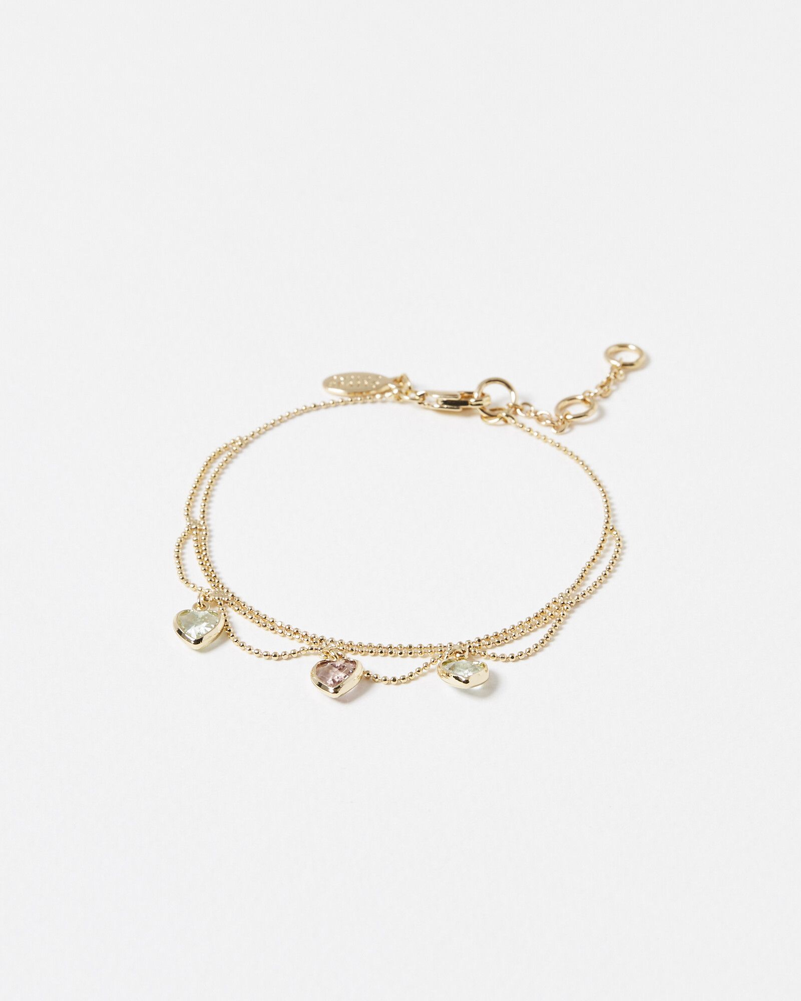 Valeria Glass Heart Charm Chain Bracelet | Oliver Bonas