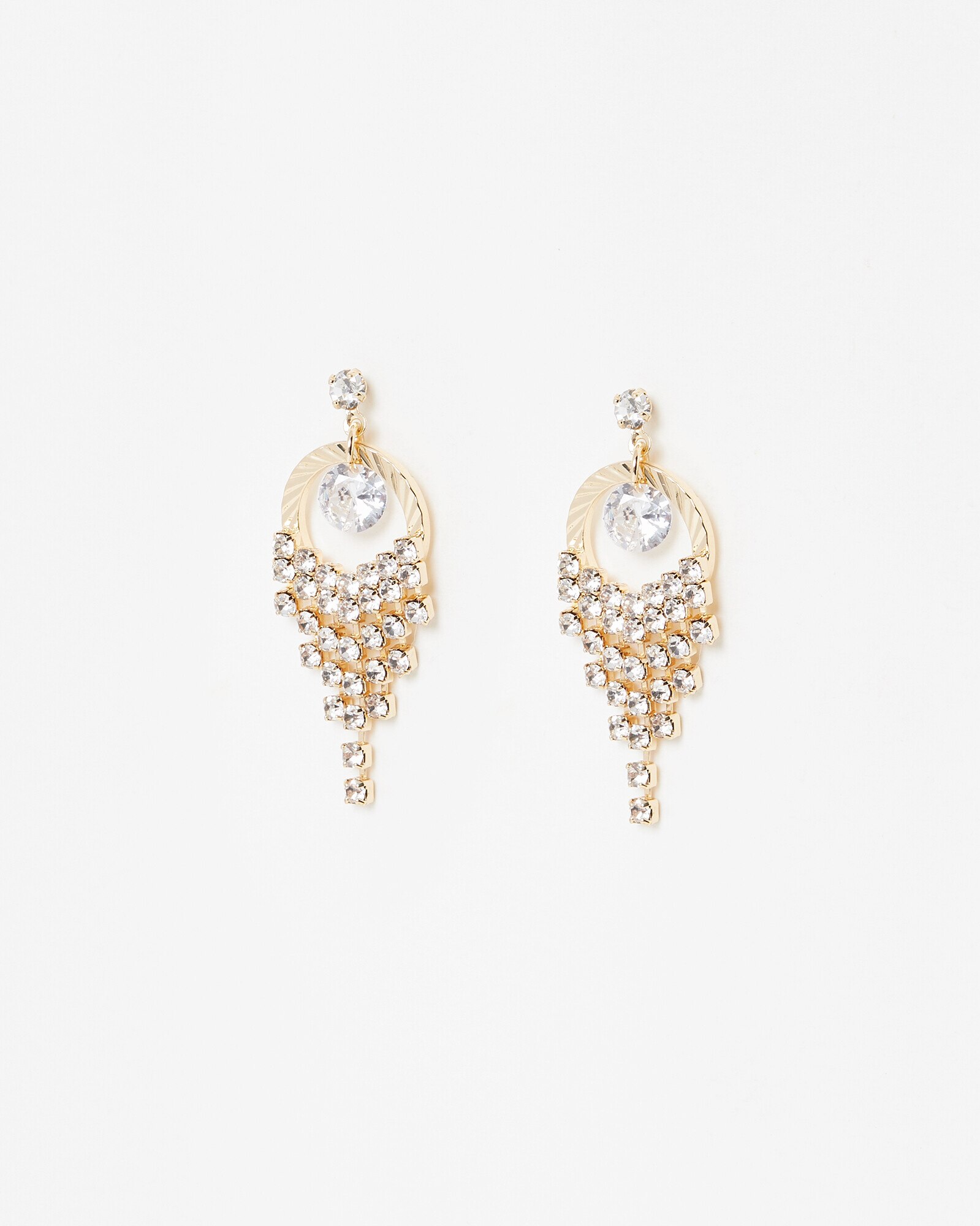 Bijou Tiered Tassel Loop Gold Tone Drop Earrings Oliver Bonas