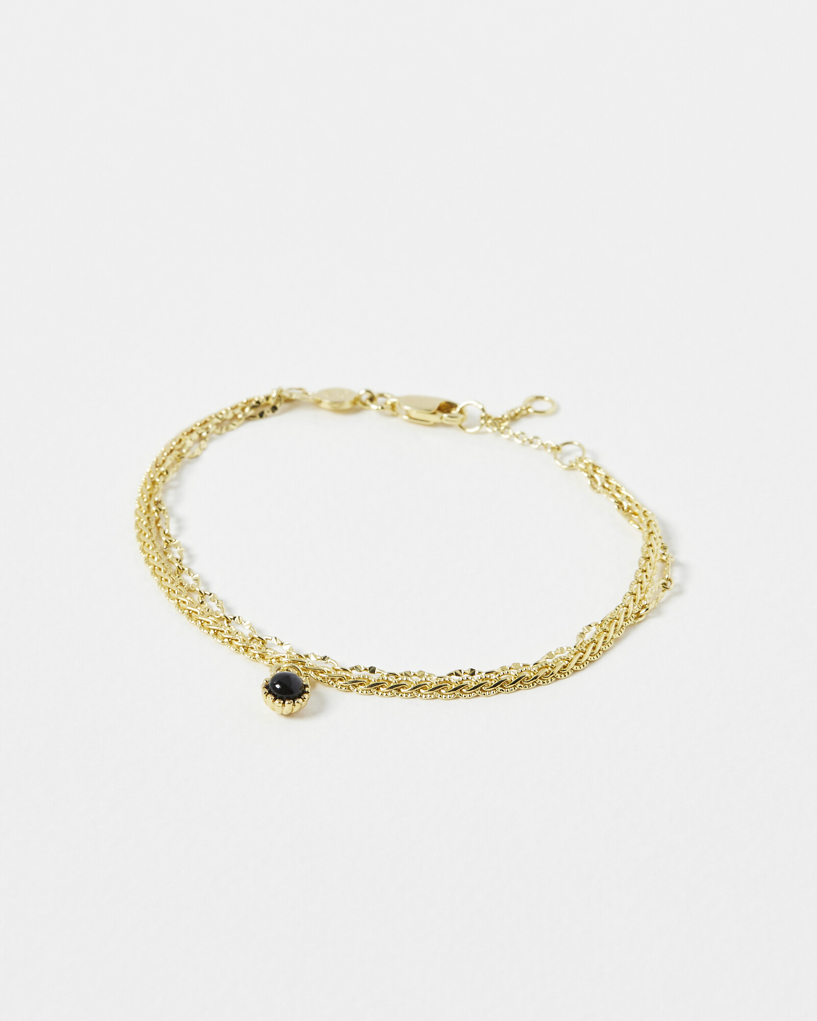 Black hot Onyx Bracelet with Gold Plated Accents