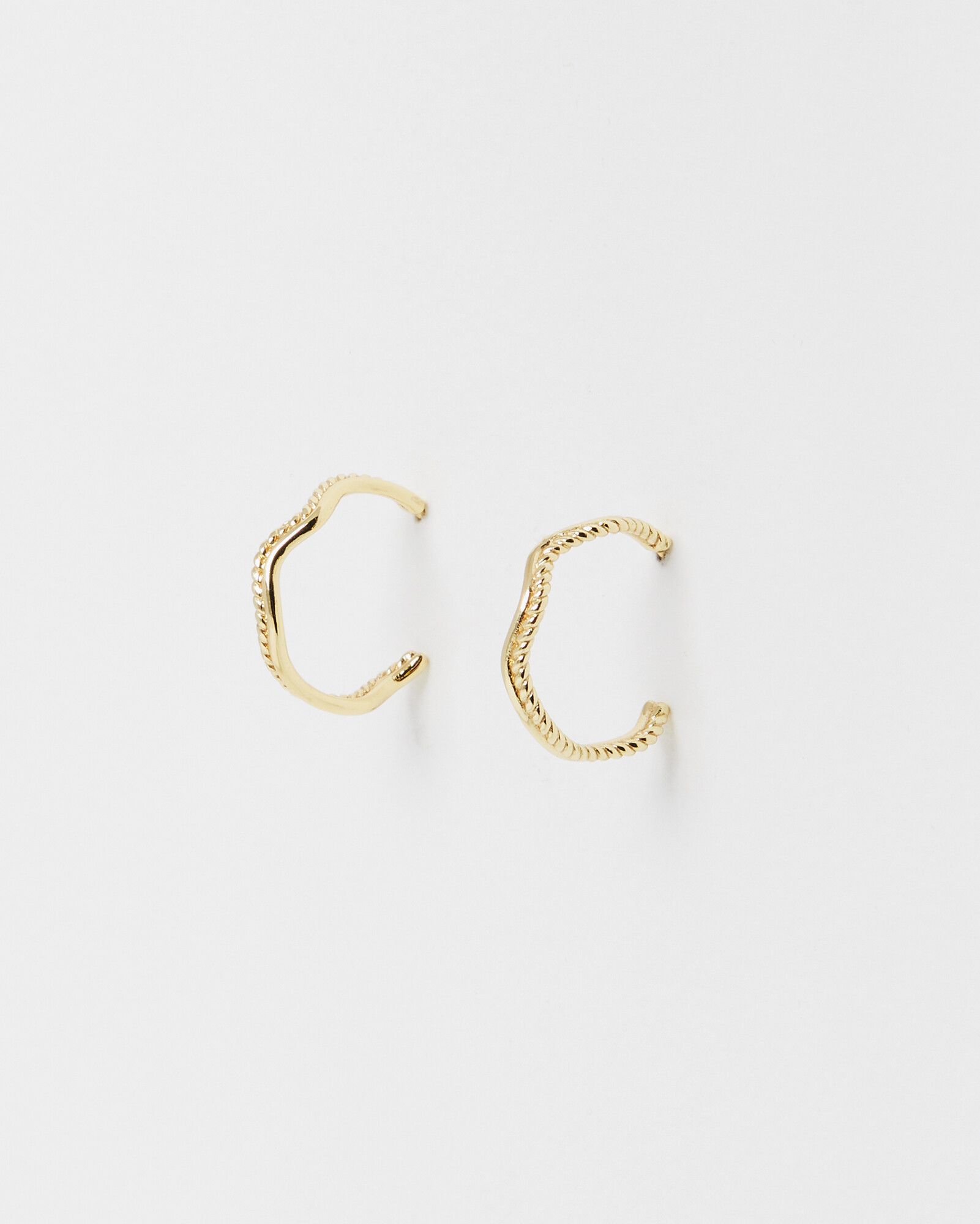 Tabitha Wavy Twisted Gold Plated Hoop Earrings Large | Oliver Bonas