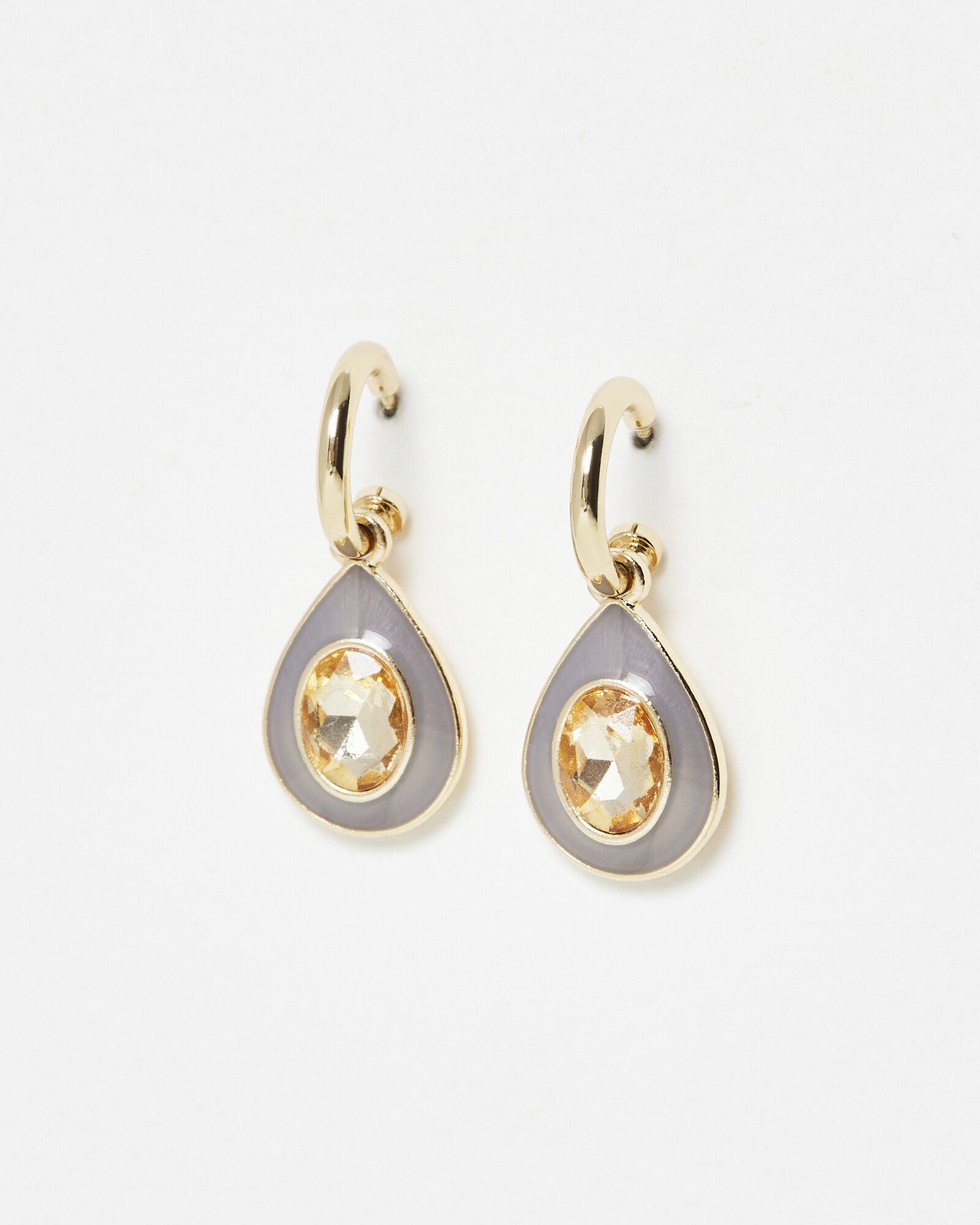 Amelia Purple Enamel Teardrop Hoop Earrings | Oliver Bonas