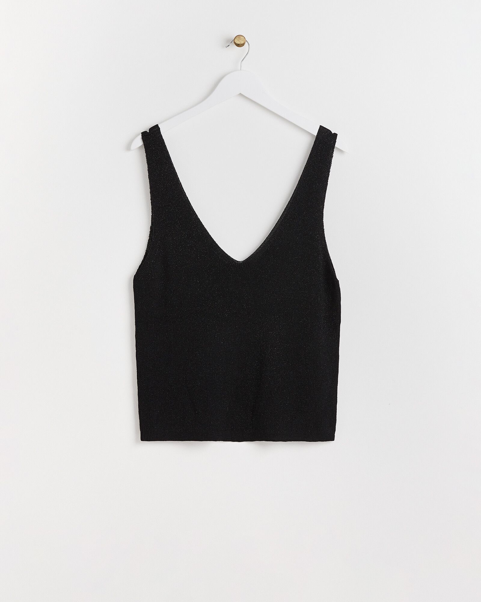 Black Sparkle Ribbed Knitted Vest | Oliver Bonas