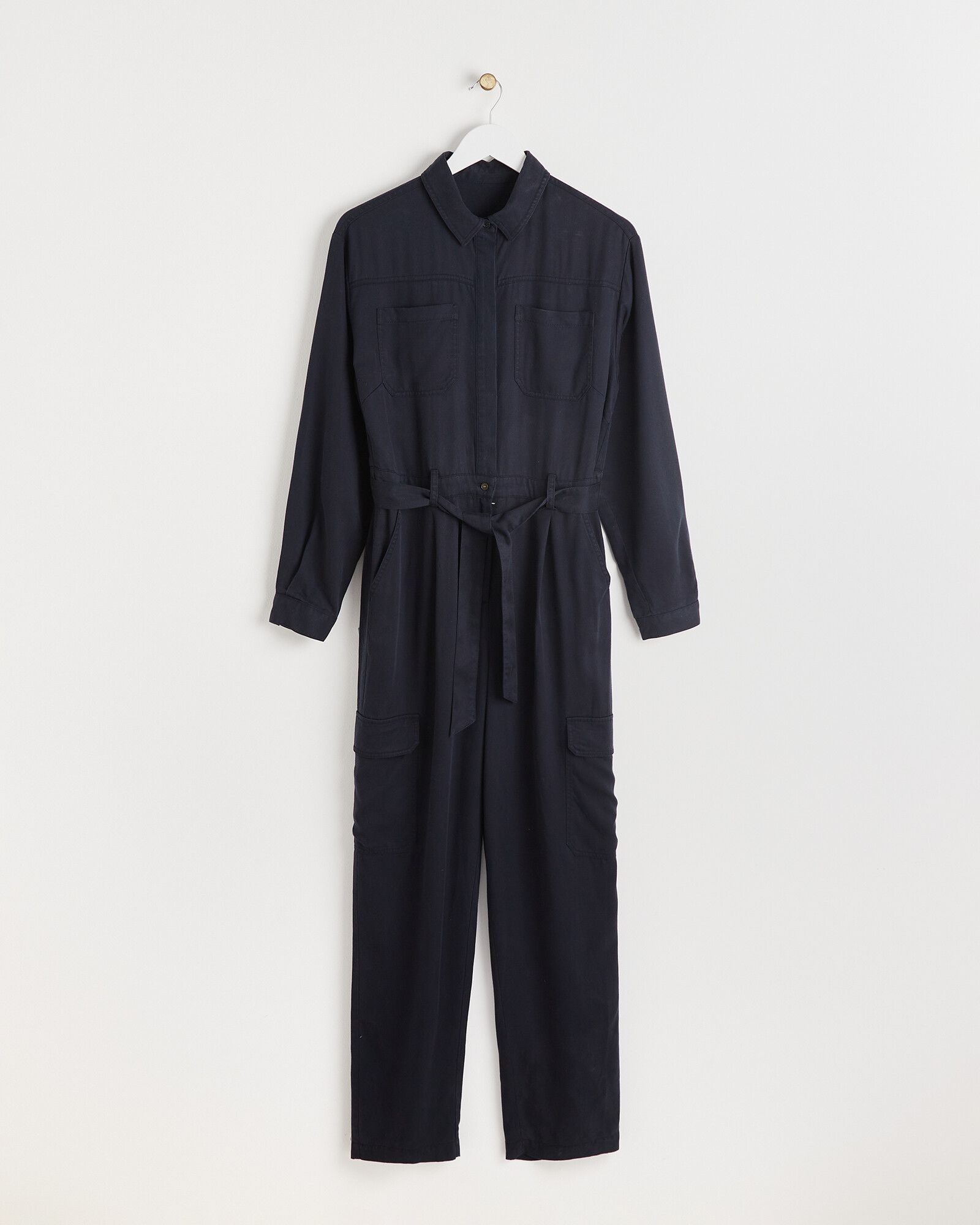 Navy Blue Long Sleeve Jumpsuit | Oliver Bonas