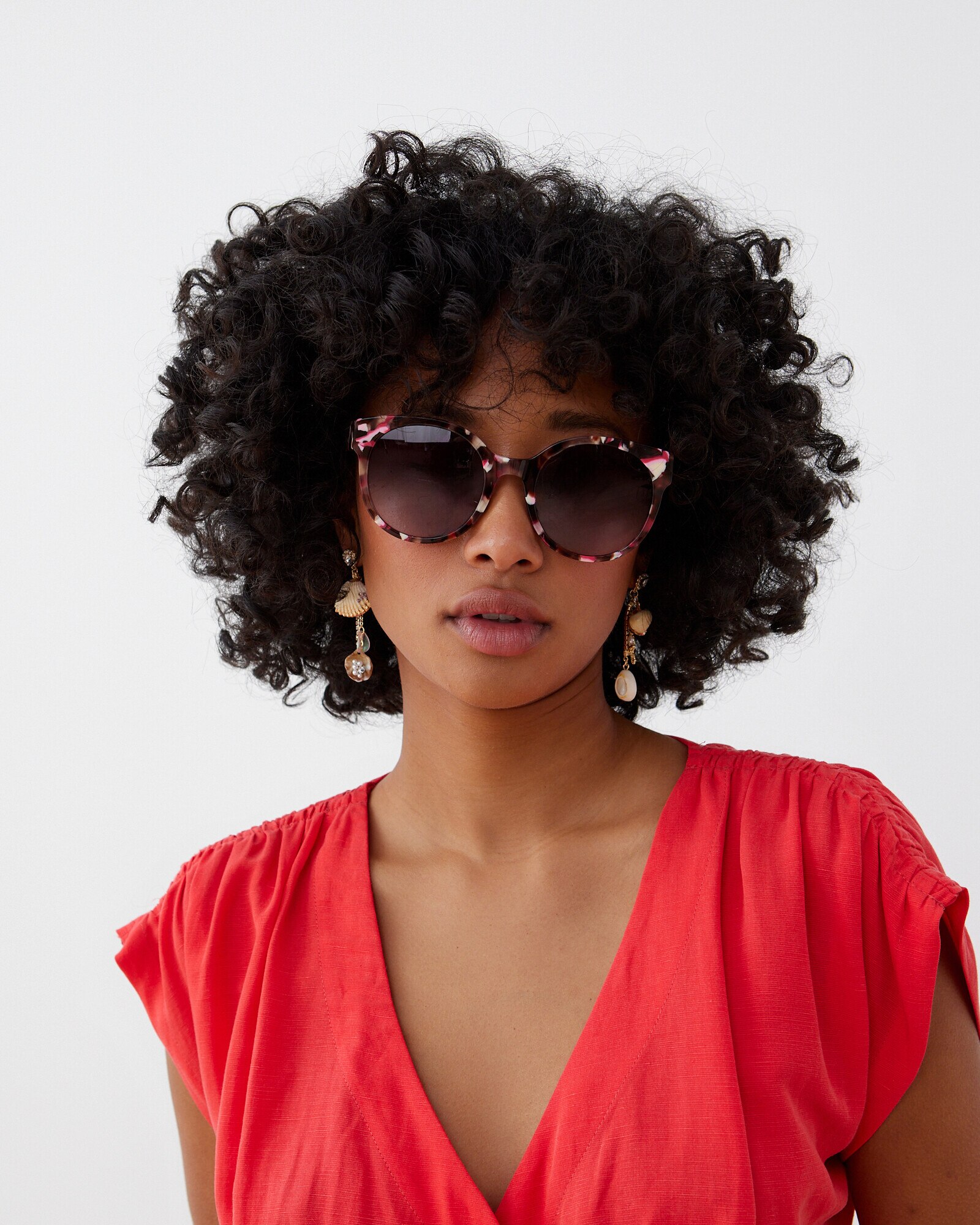 Round Pink And Faux Tortoiseshell Acetate Sunglasses Oliver Bonas