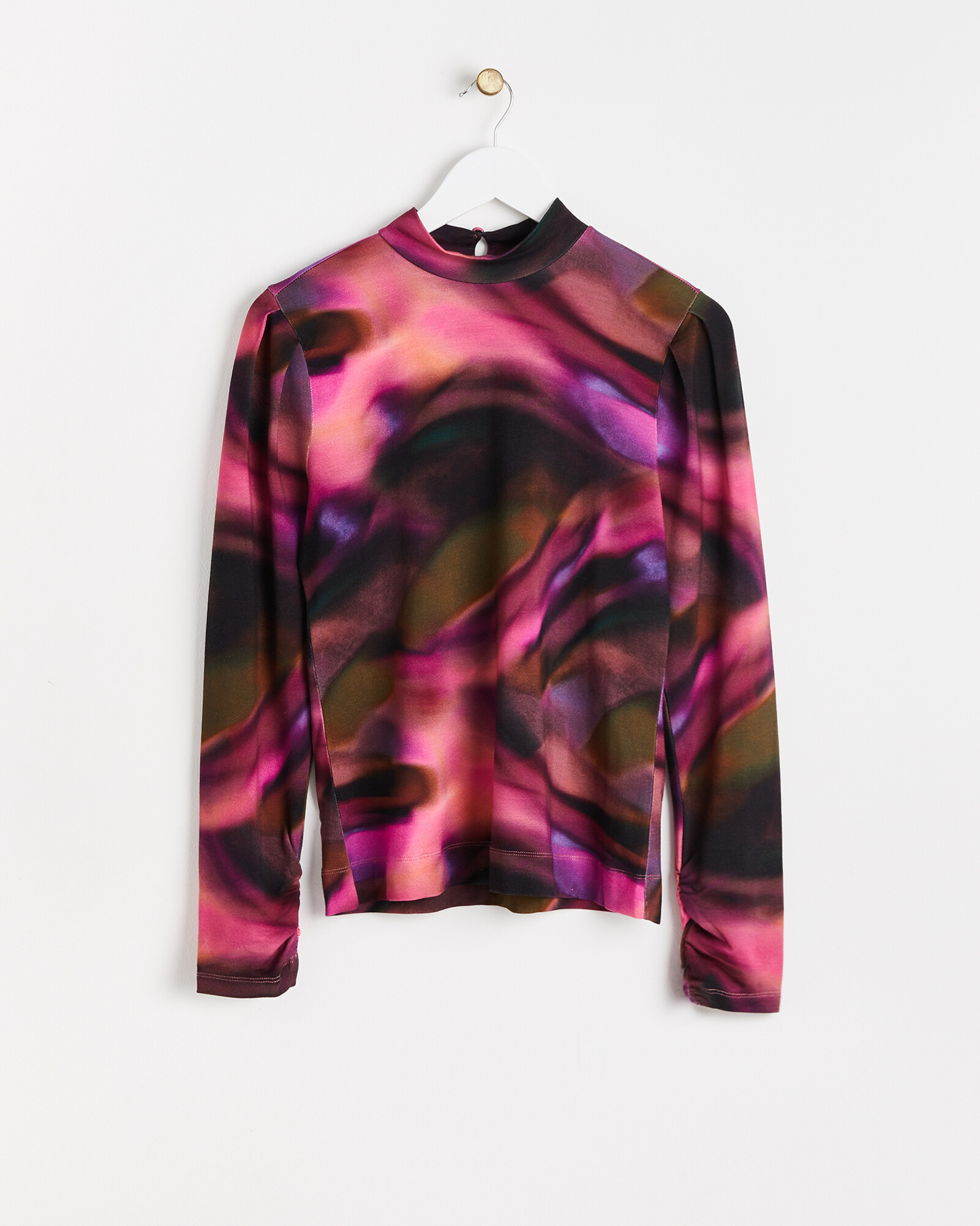 Aurora Swirl Printed Pink Long Sleeve Top Oliver Bonas