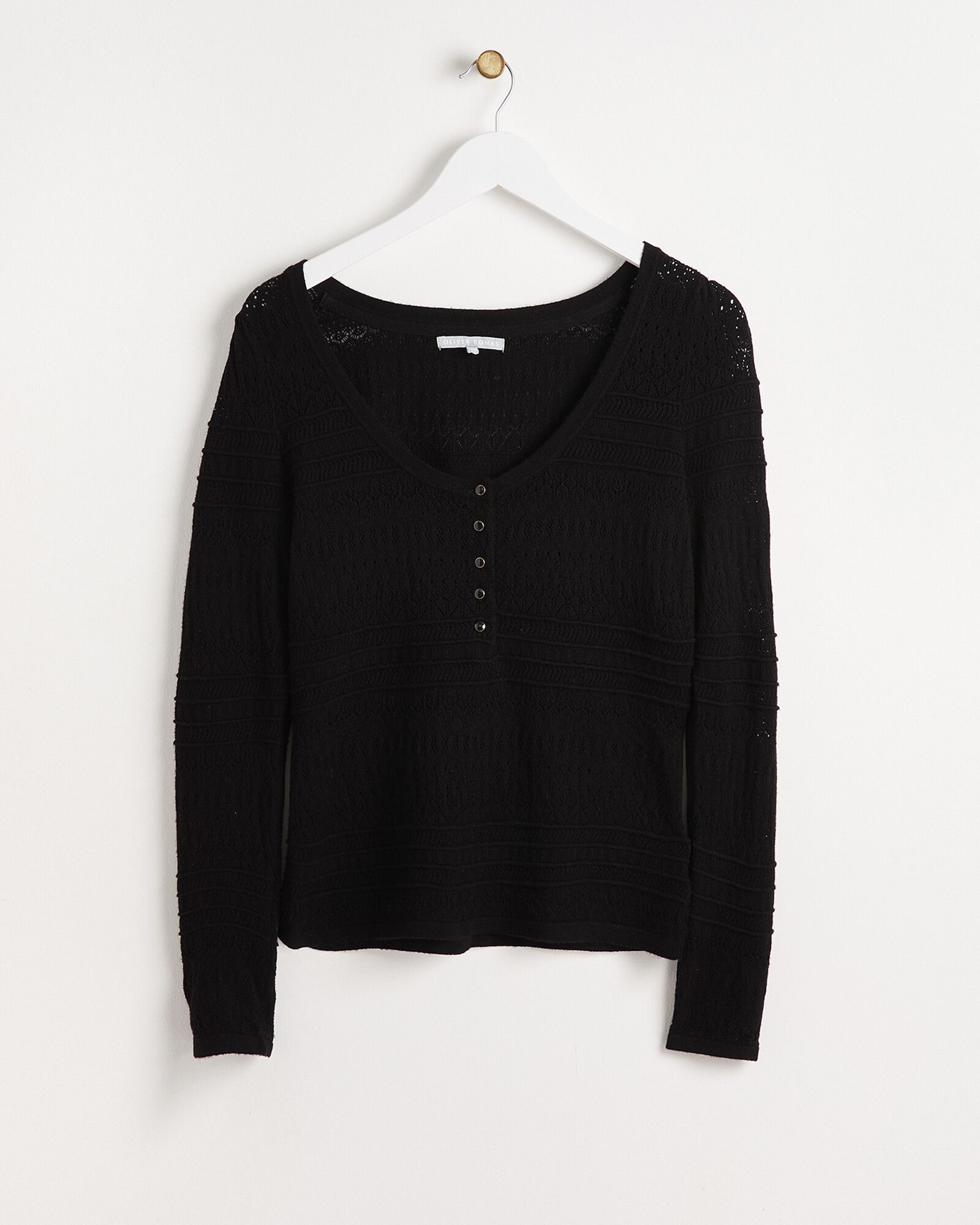 Knitted Stitch Black Top | Oliver Bonas