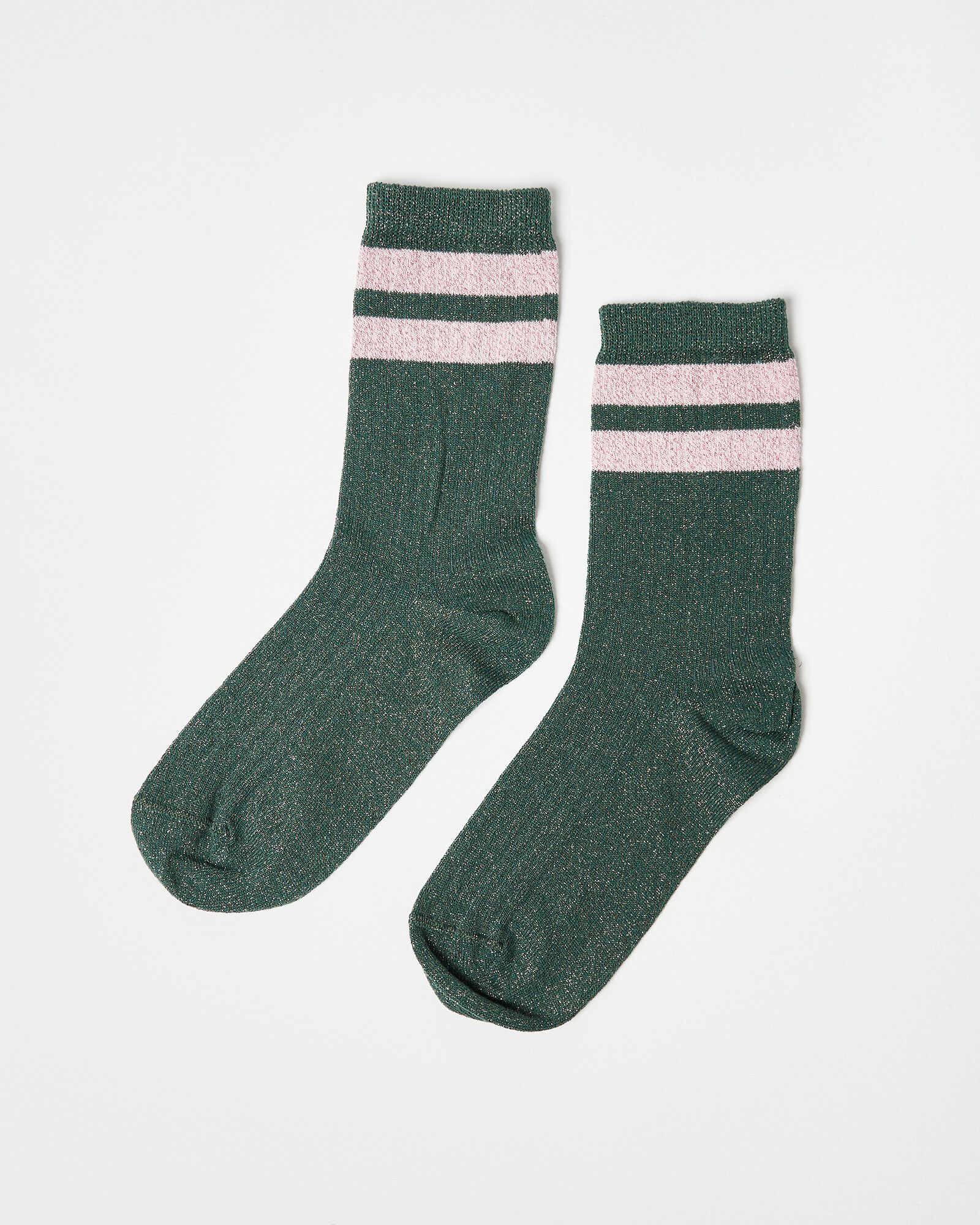 Green & Pink Glitter Stripe Ankle Socks | Oliver Bonas