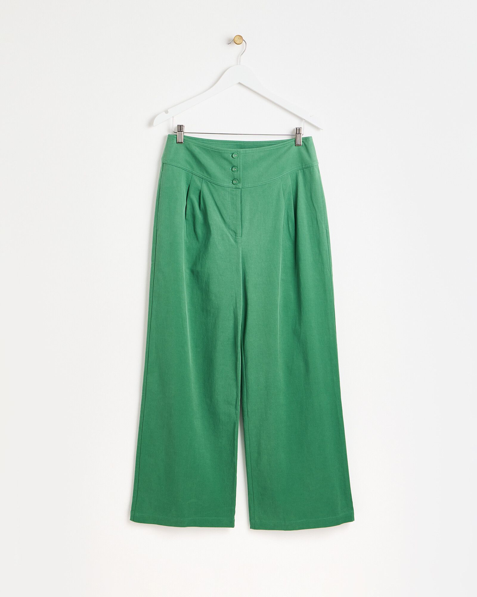 Green Basque Wide Leg Trousers | Oliver Bonas