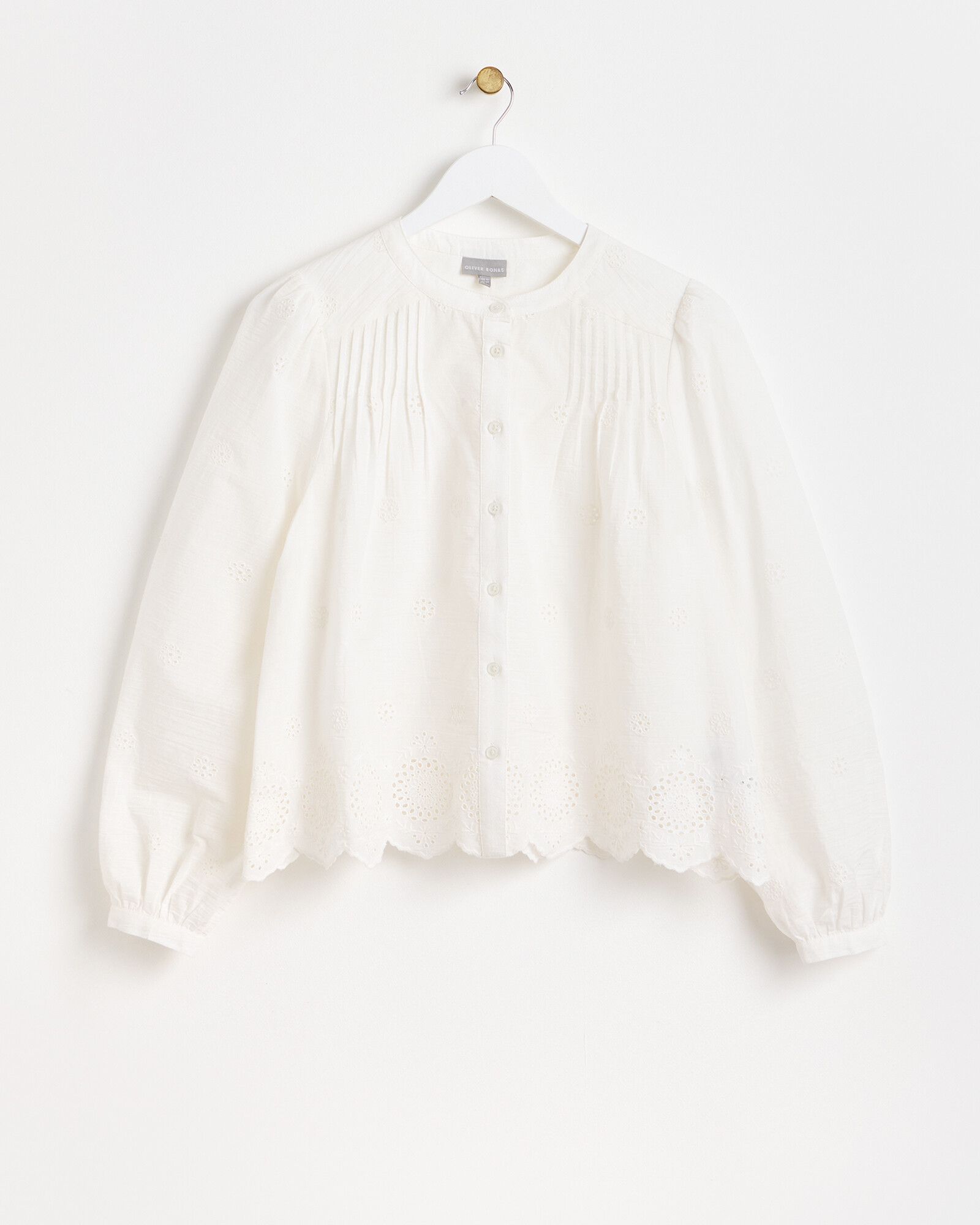 Broderie Pintuck White Blouse | Oliver Bonas