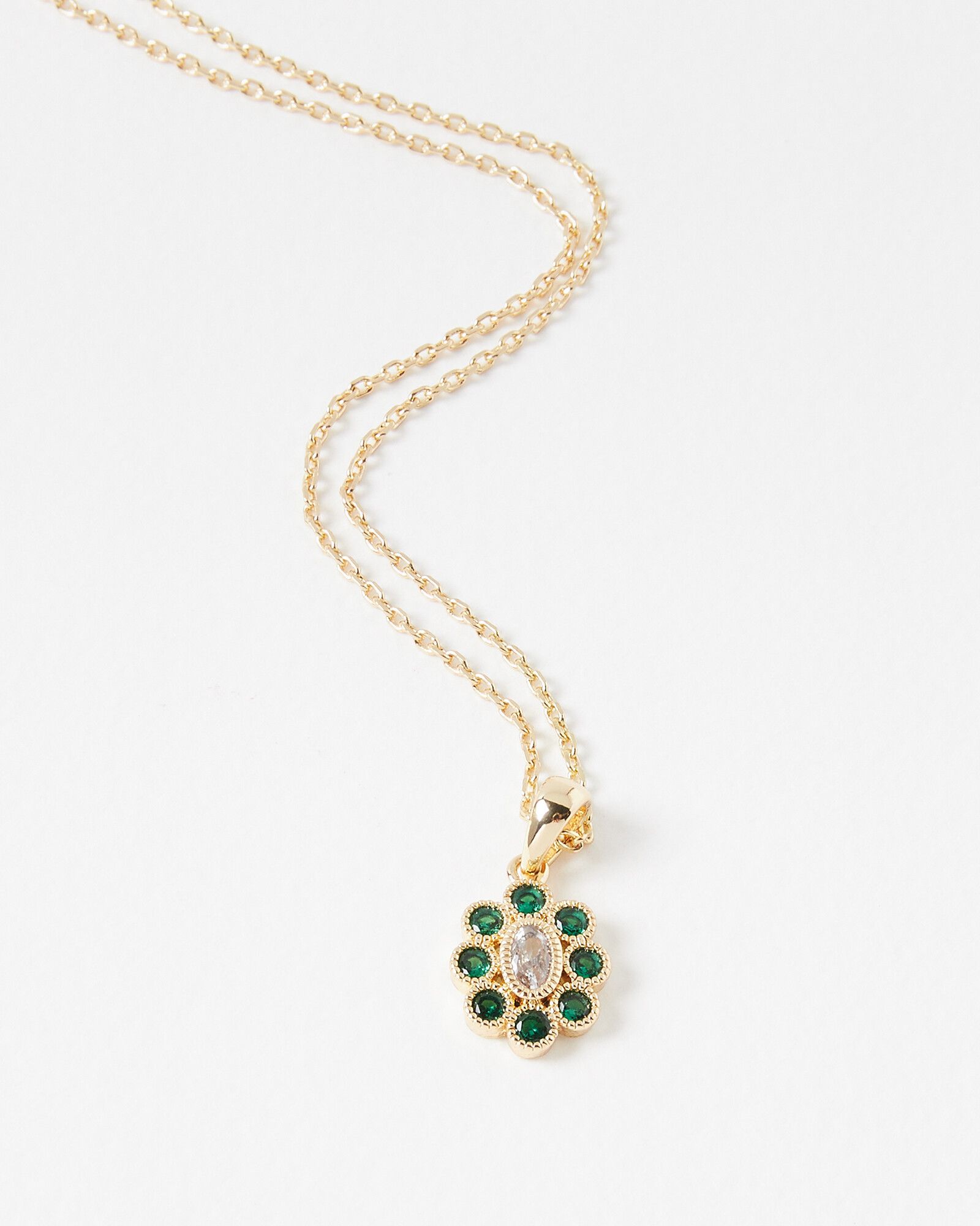 Auden Green Tourmaline Gold Plated Pendant Necklace