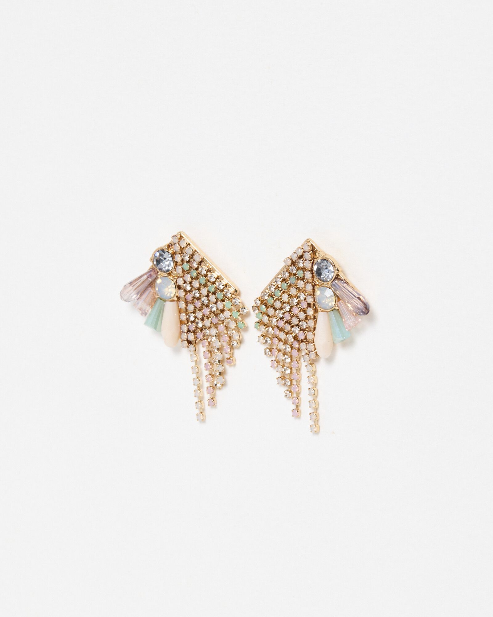 Lyria Glass Stone Tassel Drop Earrings Oliver Bonas